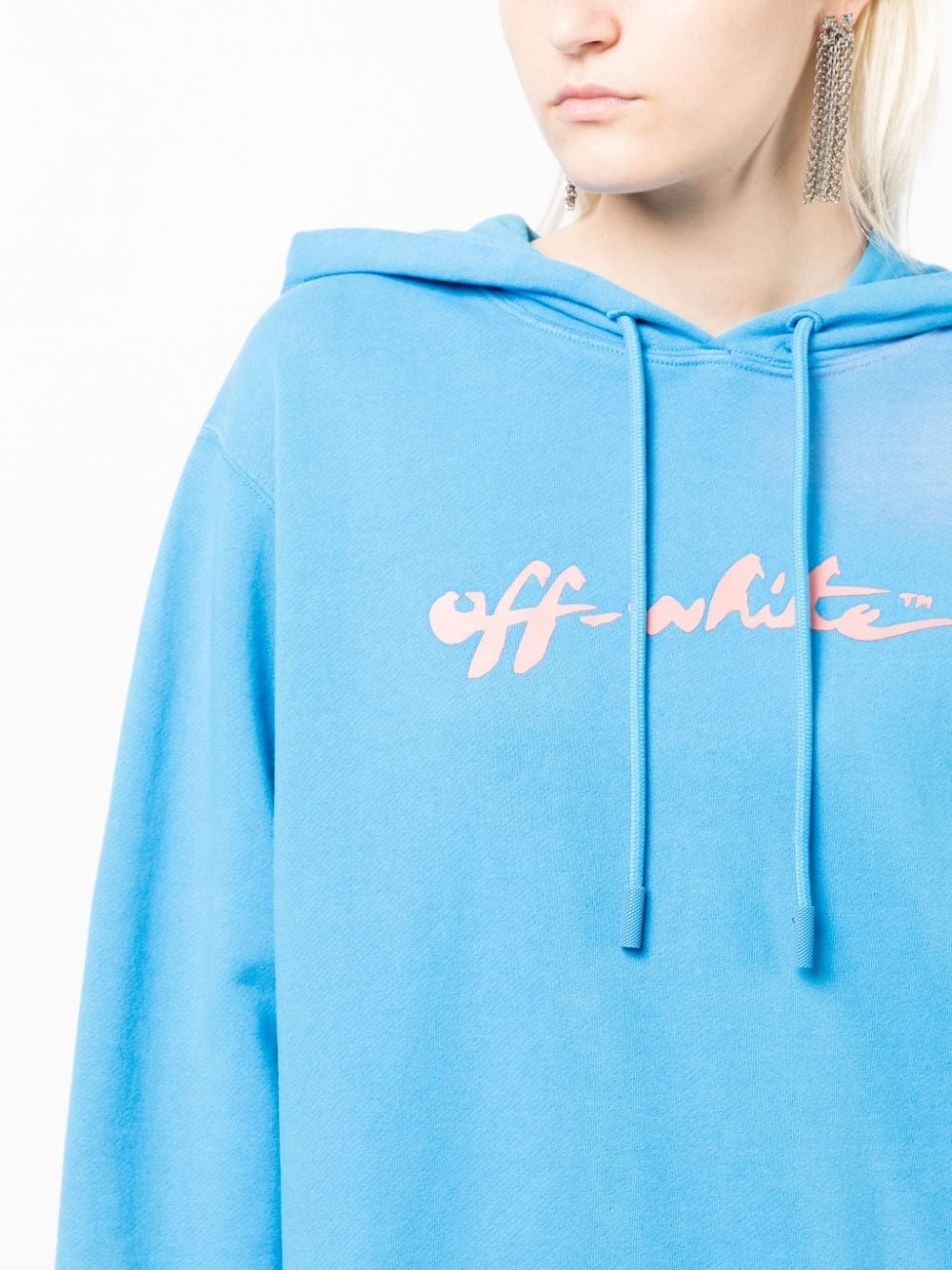 logo-print cotton hoodie - 5