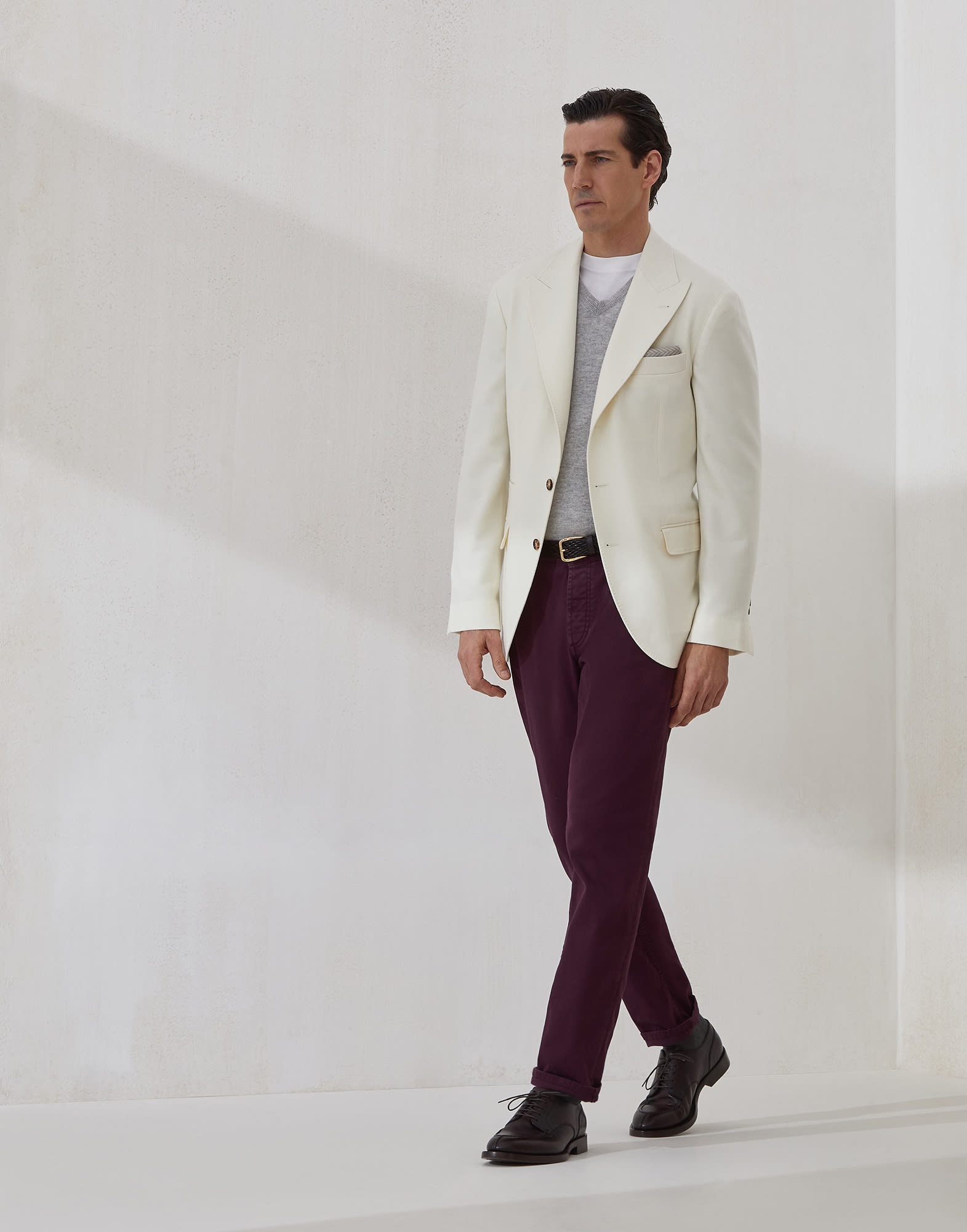 Wool, cashmere and silk cavalry deconstructed blazer with large peak lapels - 5
