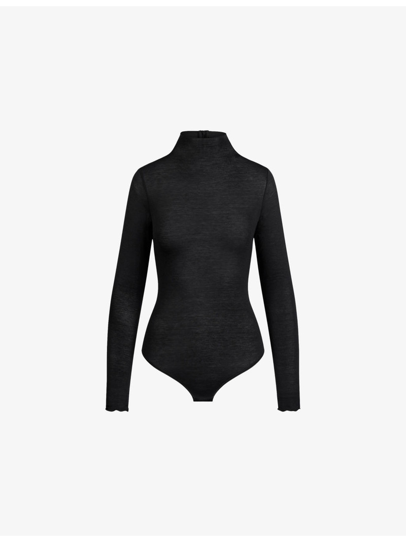 Sheer Modal Long-Sleeve Jersey Bodysuit 1