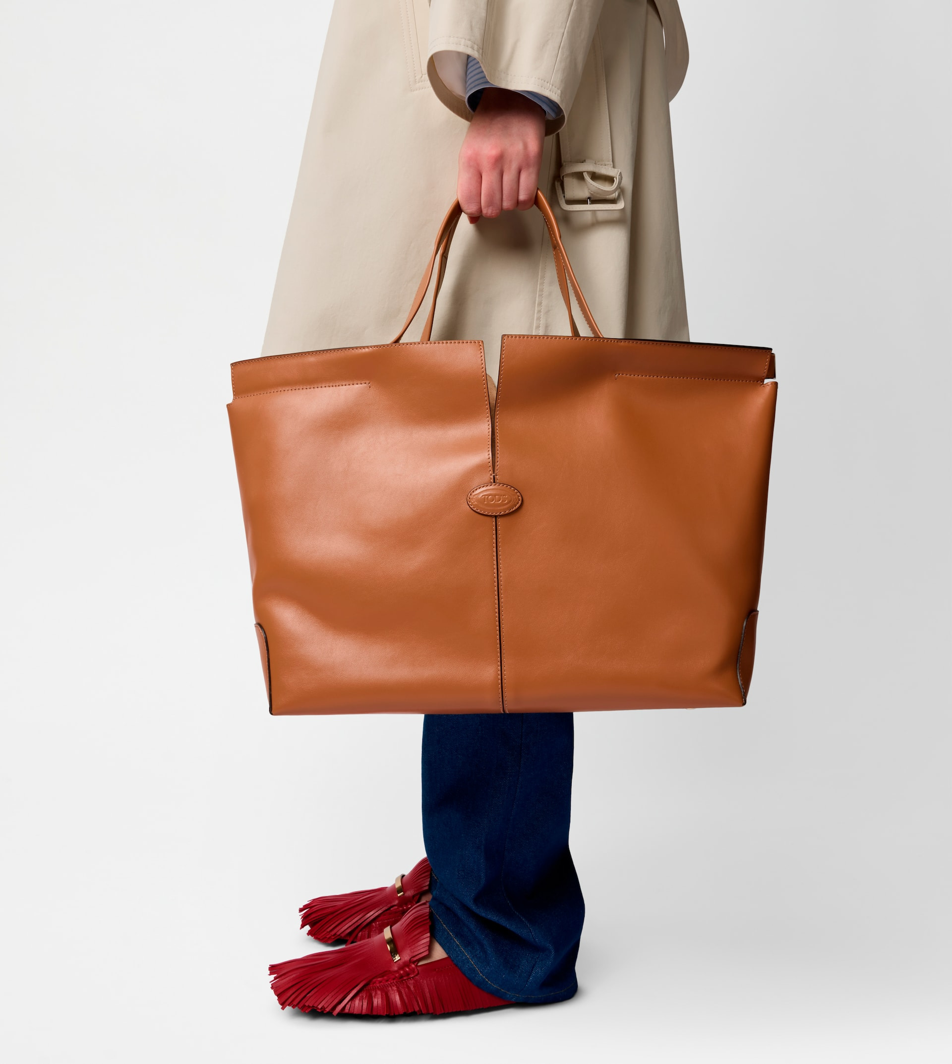 TOD'S DI FOLIO IN LEATHER MEDIUM - BROWN - 2