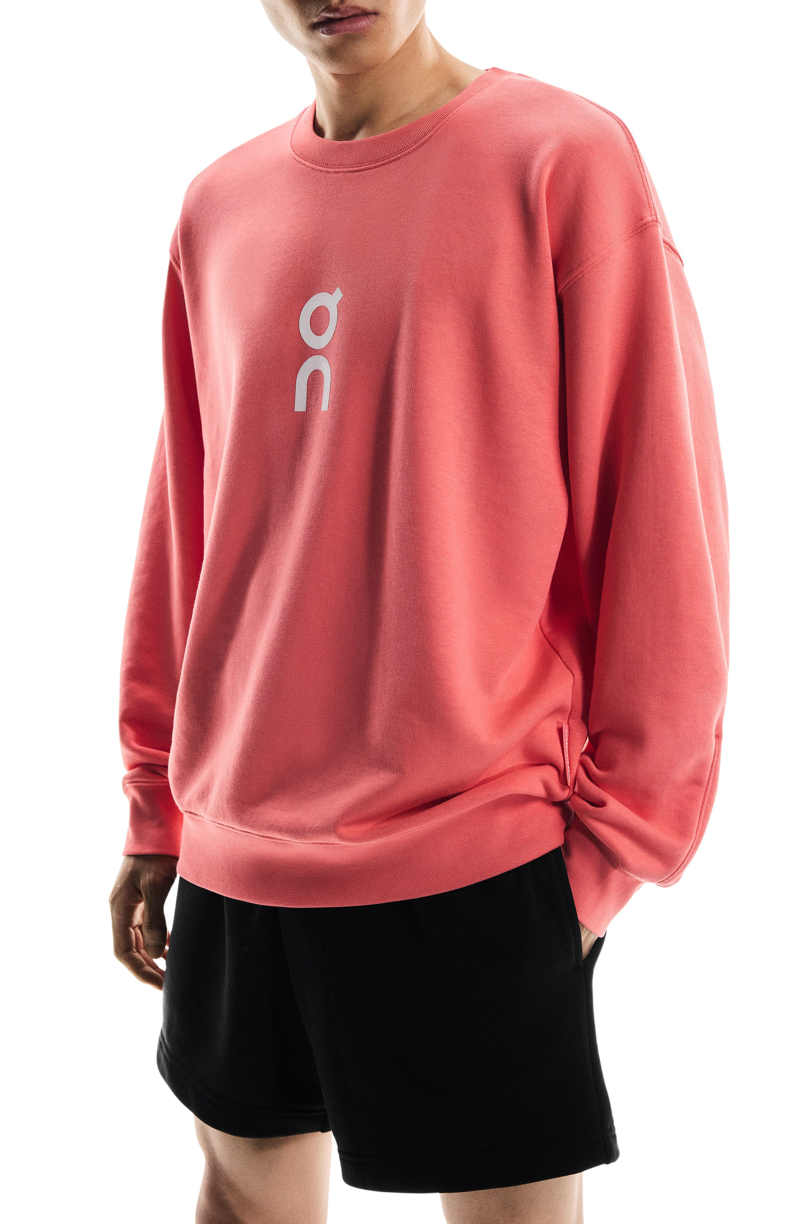 Club Crewneck Cotton Blend Sweatshirt in Coral at Nordstrom - 3