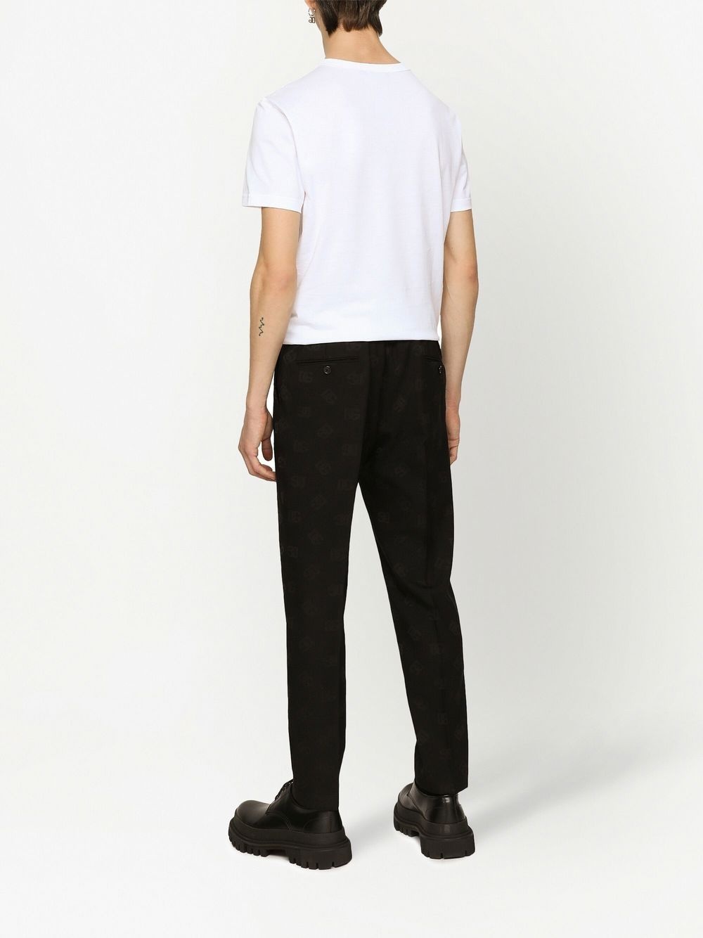 monogram jacquard slim trousers - 4
