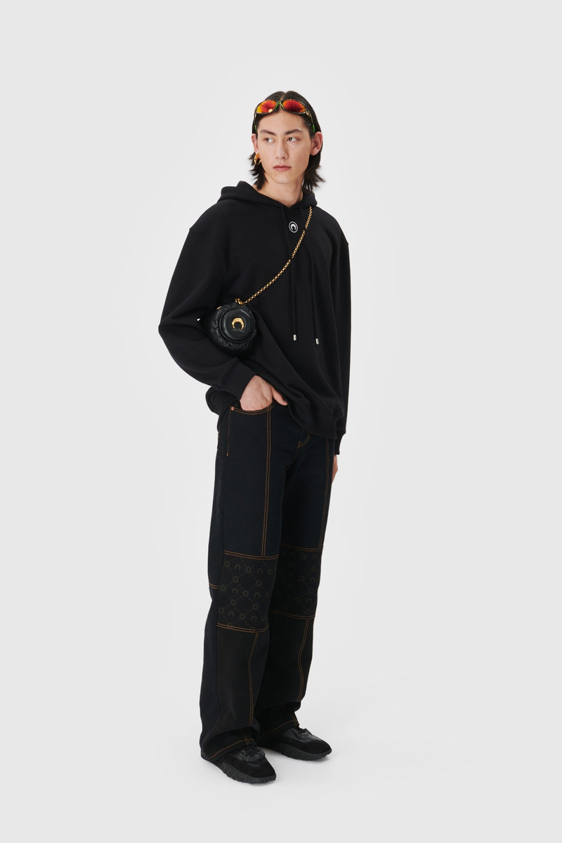 Marine Serre Rose Print Organic Fleece Hoodie outlook