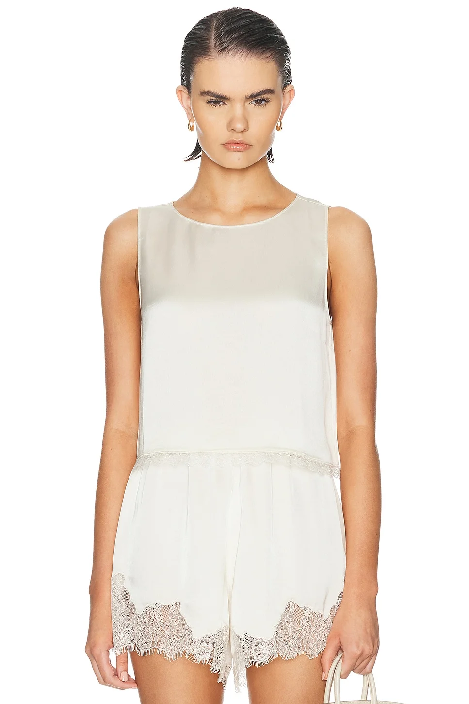 Barb Lace Crop Sleeveless Crew Top - 1