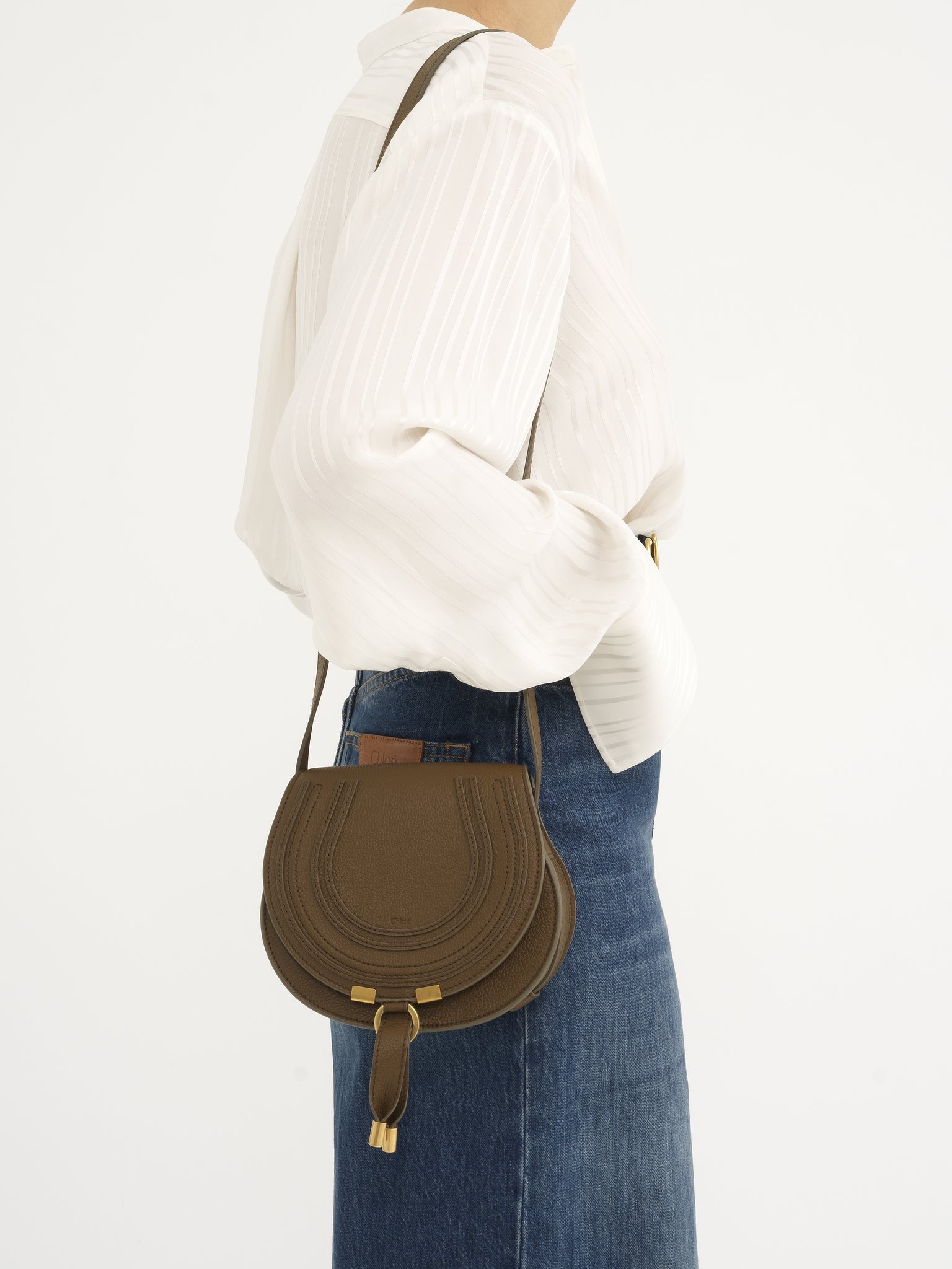 SMALL MARCIE SADDLE BAG IN GRAINED LEATHER - 2
