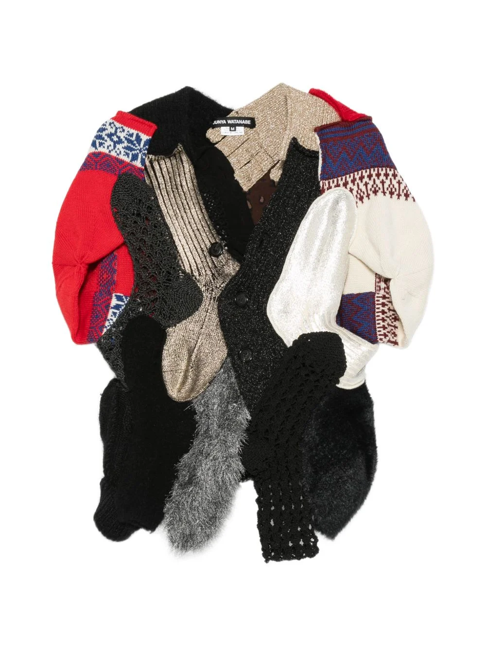 mixed-material patchwork cardigan - 1