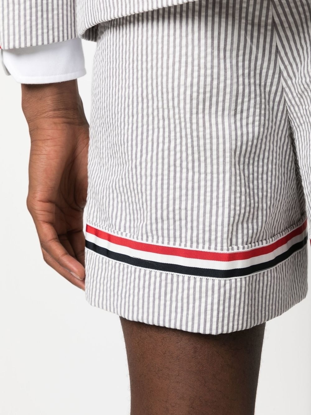 seersucker striped tailored shorts - 5