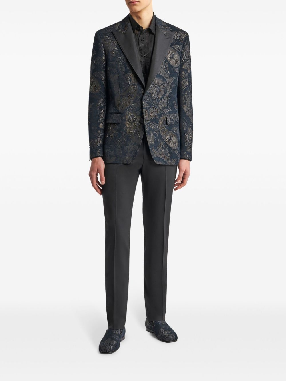 peak-lapel jacquard blazer - 2