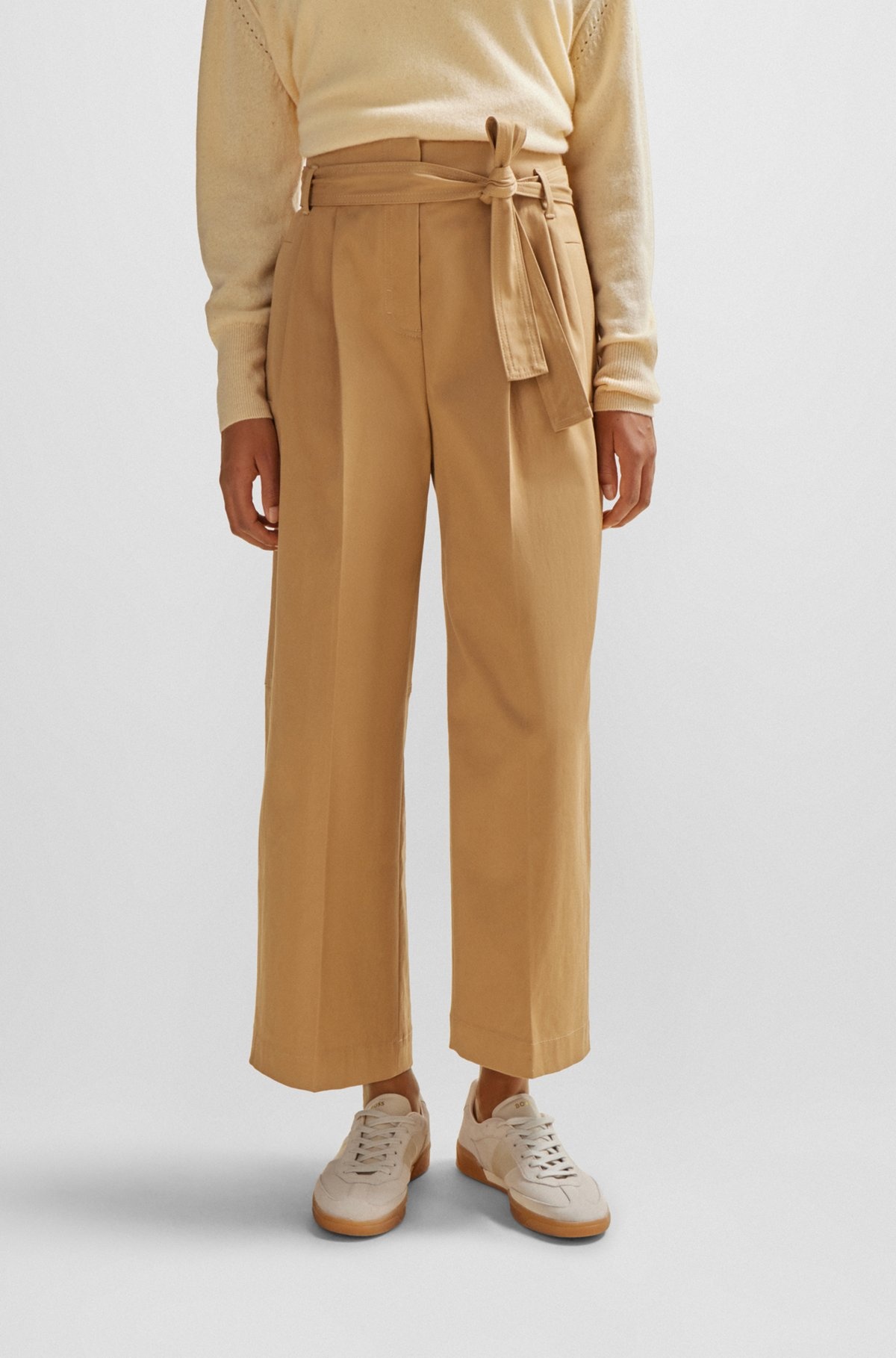 TAPERED-FIT WIDE-LEG TROUSERS WITH FABRIC BELT - 2