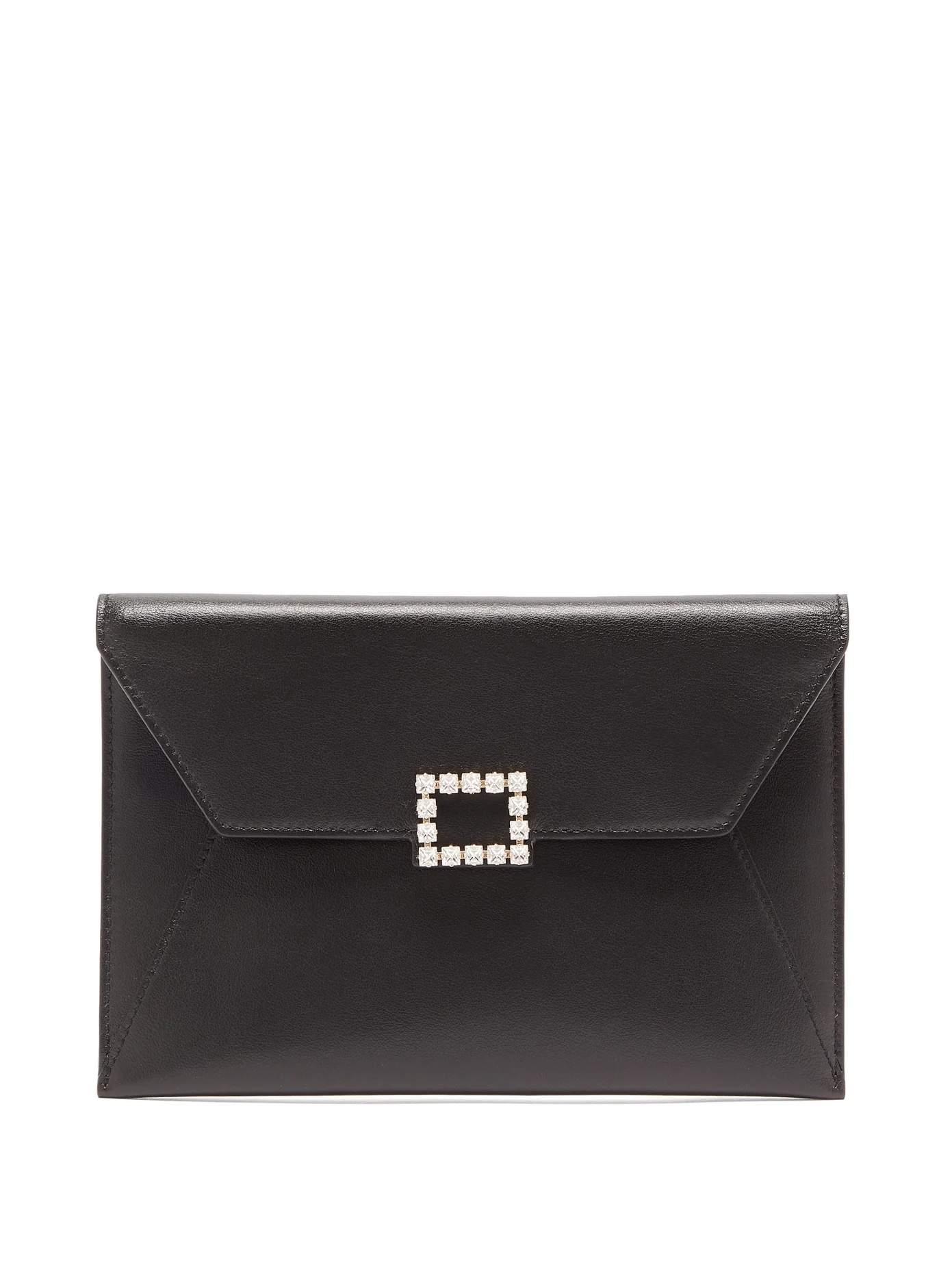 Très Vivier crystal-embellished leather pouch - 1