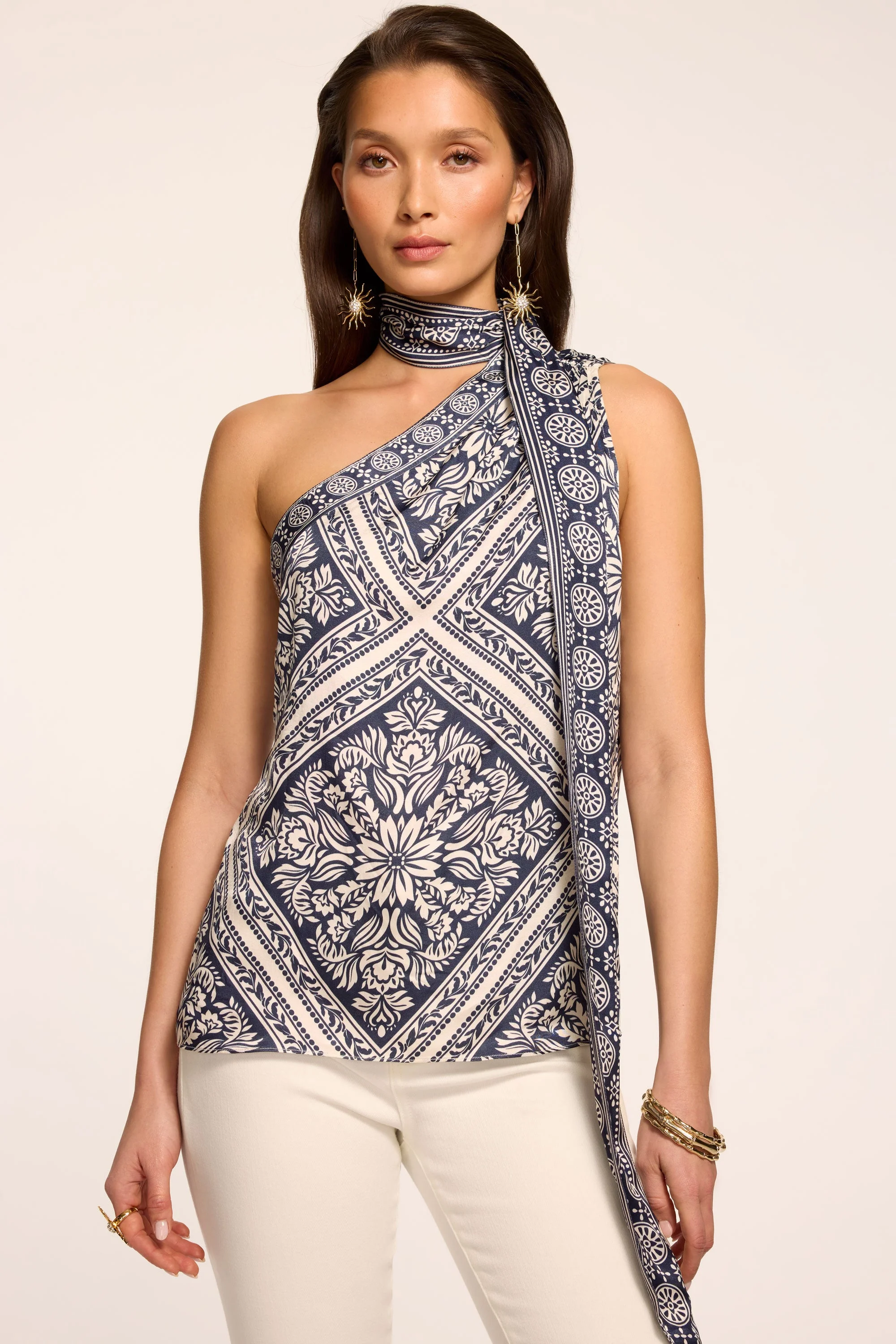 Lowell Printed One-Shoulder Top - 1