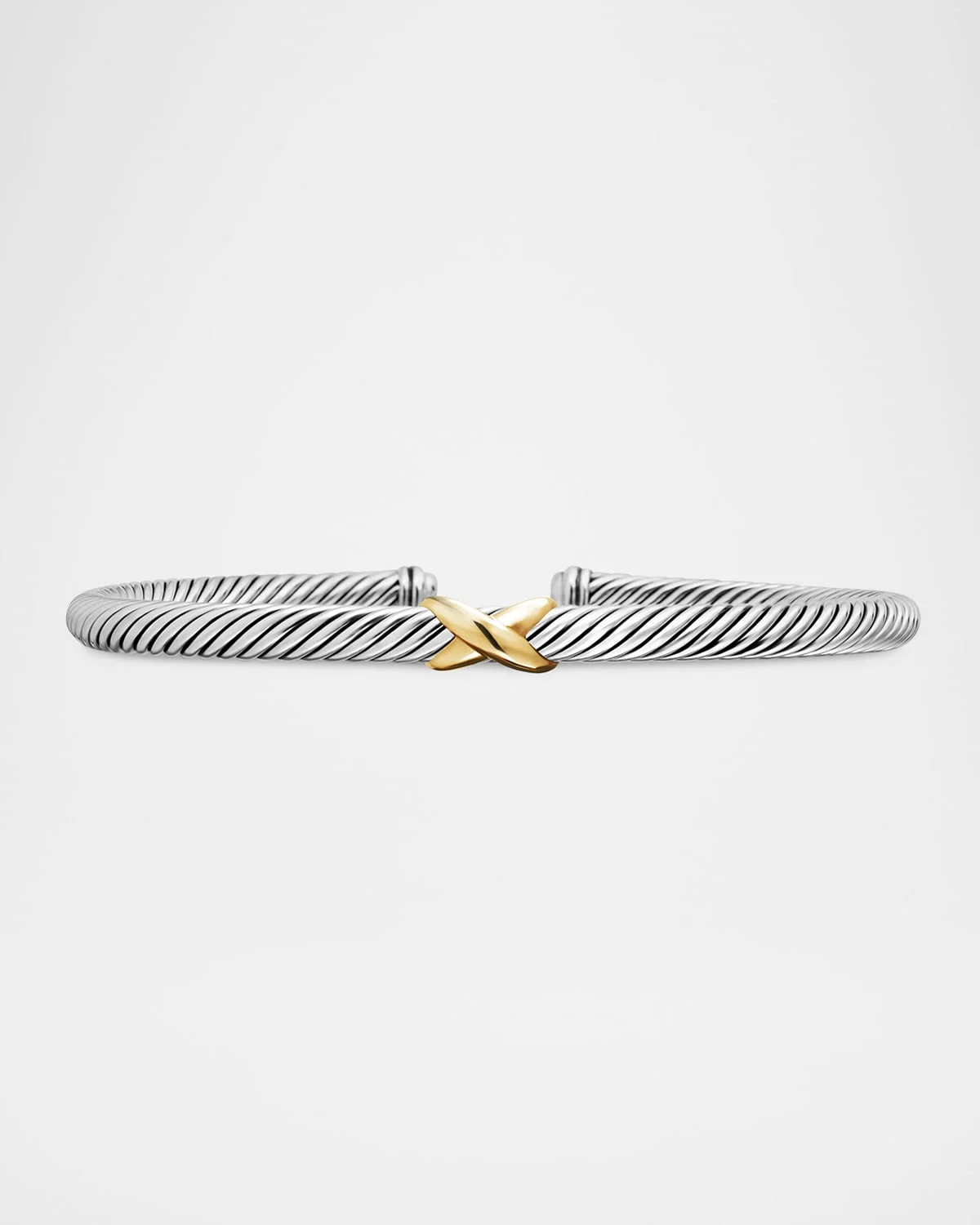 Cable Station Bracelet in Silver with 18K Gold, 4mm - 1
