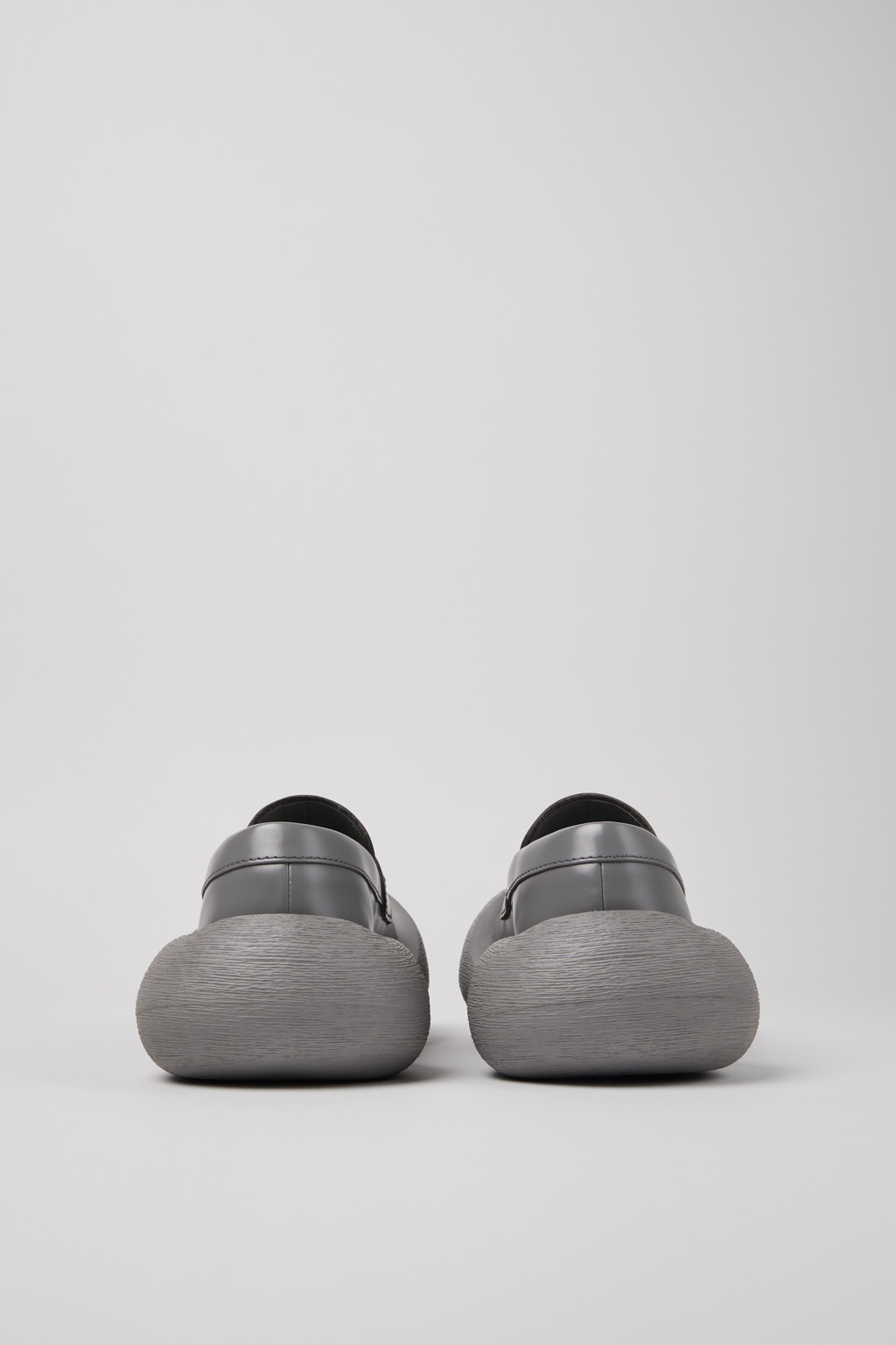 Gray Leather Loafers - 3