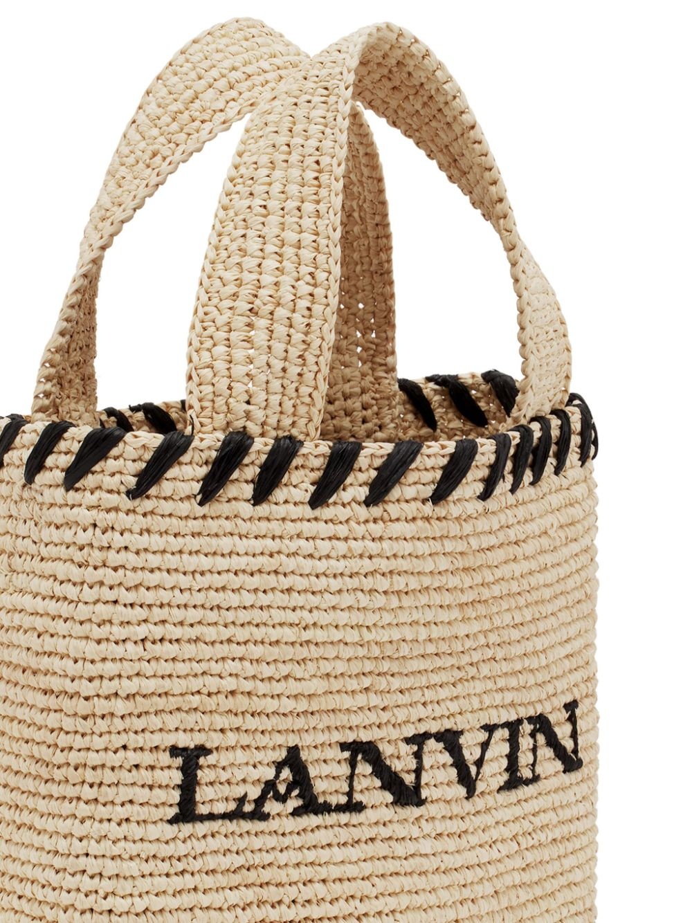 logo-motif raffia tote bag - 4