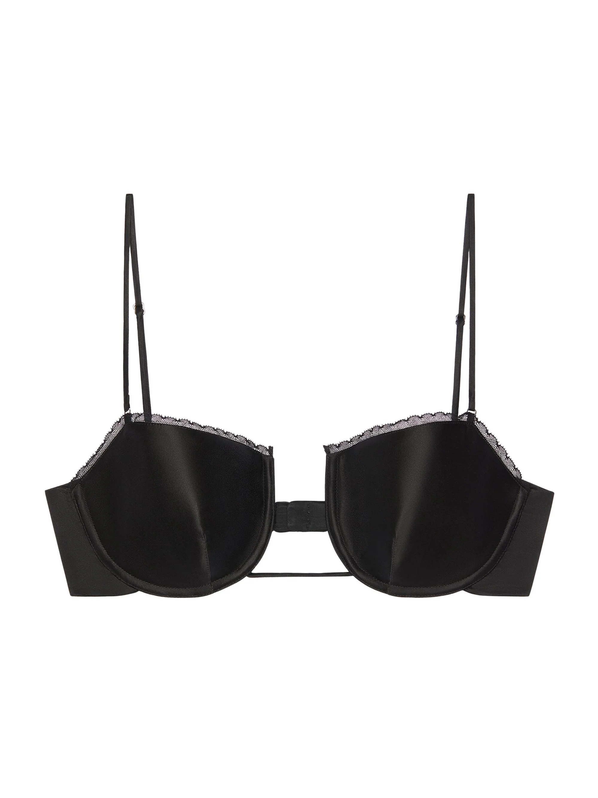 Women's Cutaway Bra in Satin and Lace Top - Black - 1