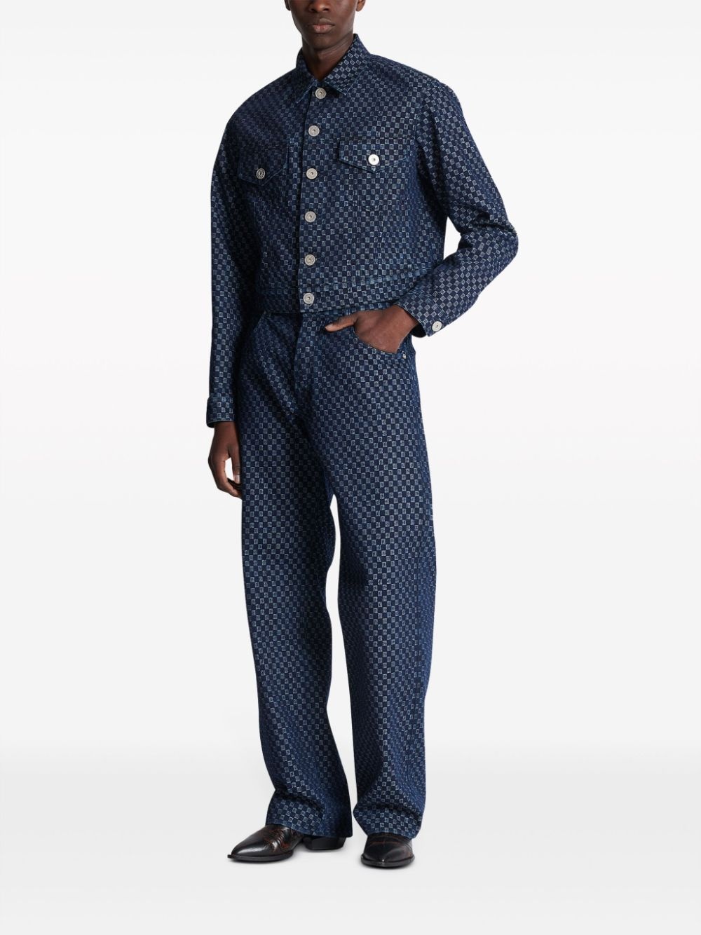 monogram-jacquard denim jacket - 2