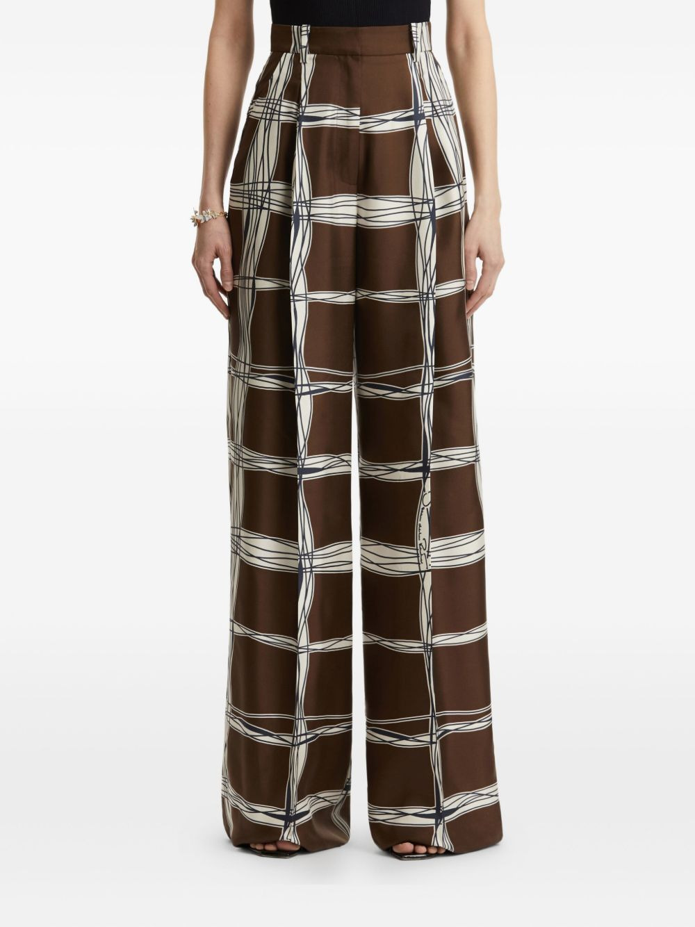 pleated plaid trousers - 3