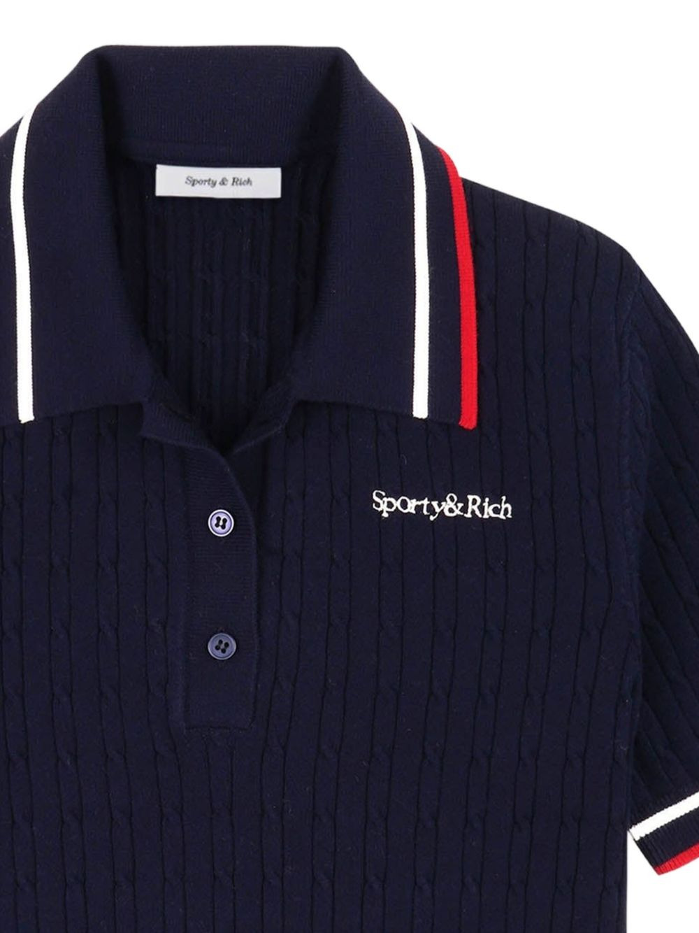 cable-knit polo top - 2