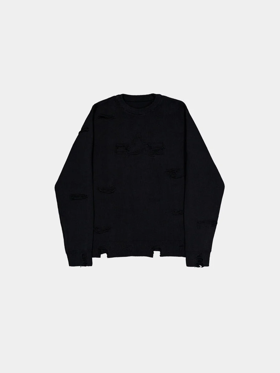 DISTRESSED LOGO PULLOVER - 1