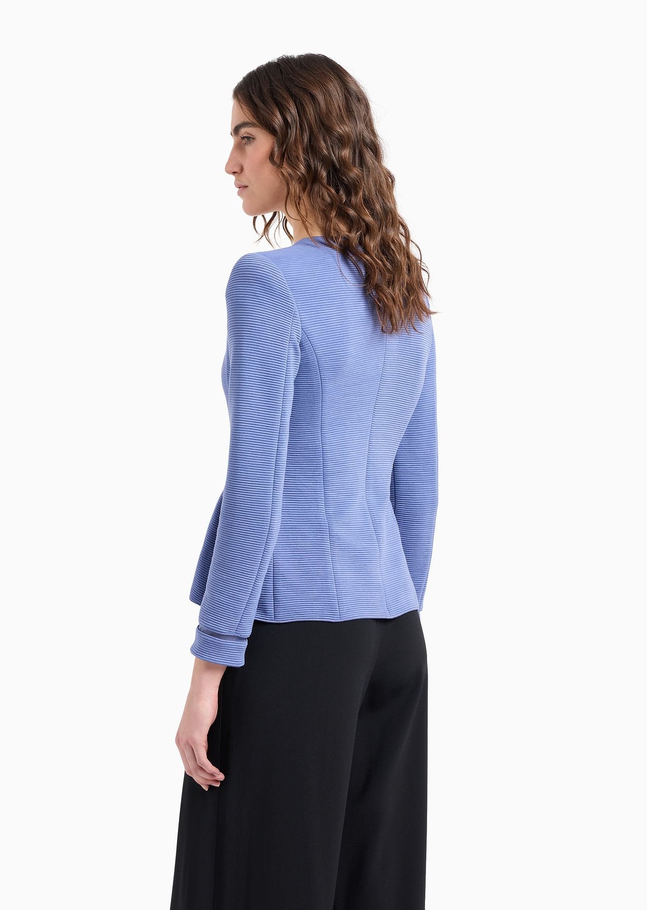 Ottoman jersey, single-breasted jacket with godet pleats - 3
