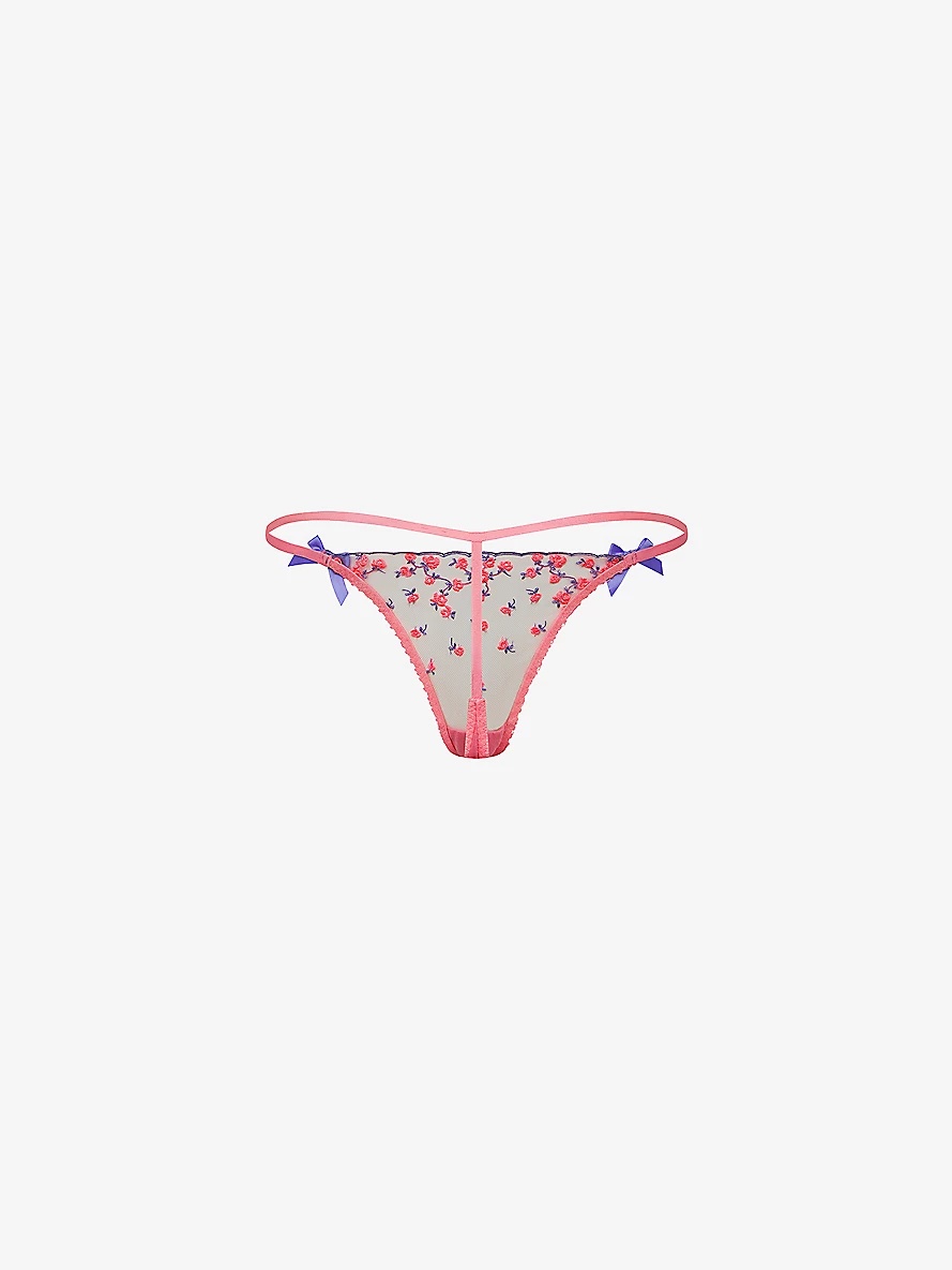 Lissa Embroidered Tulle Thong - 4