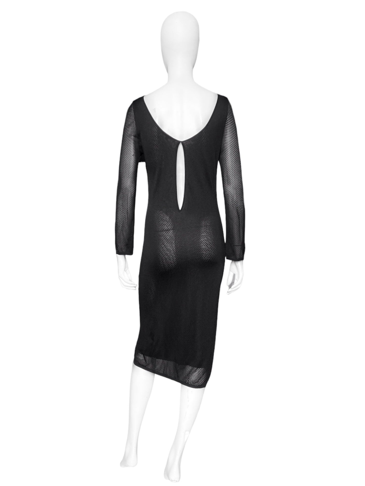 Gucci Spring 2000 Tom Ford Black Cut-Out Jersey Mesh Dress L - 6