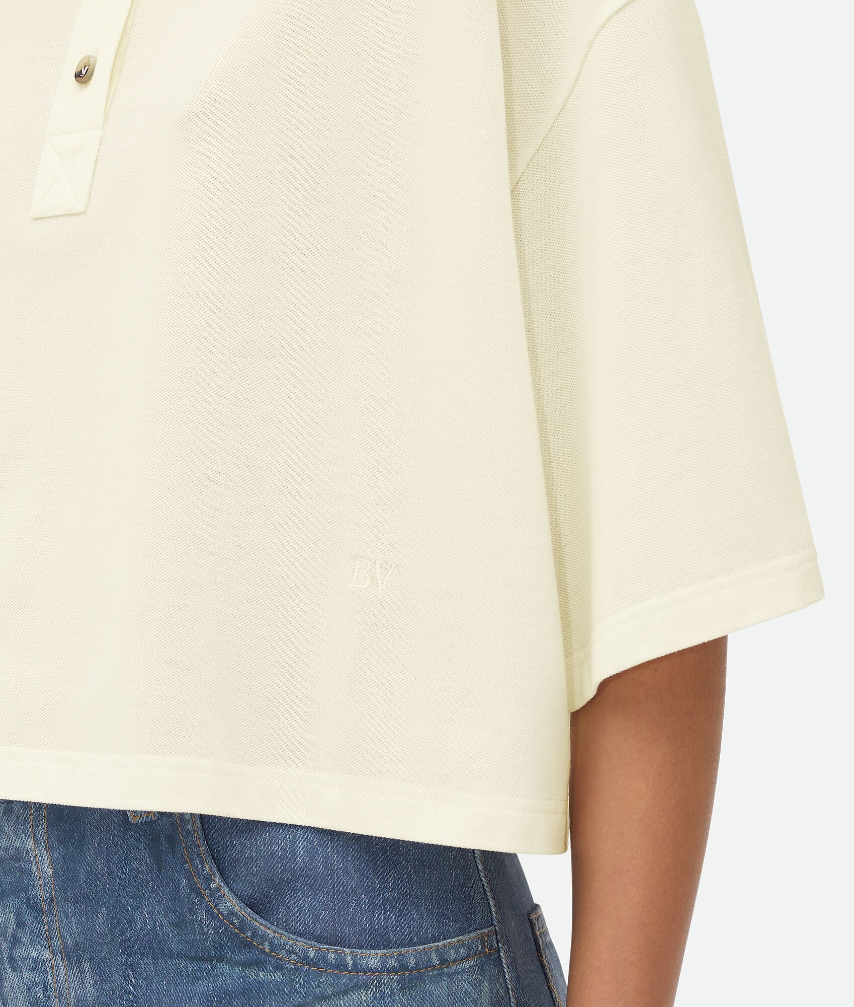 Light Cotton Piquet Cropped Polo - 4