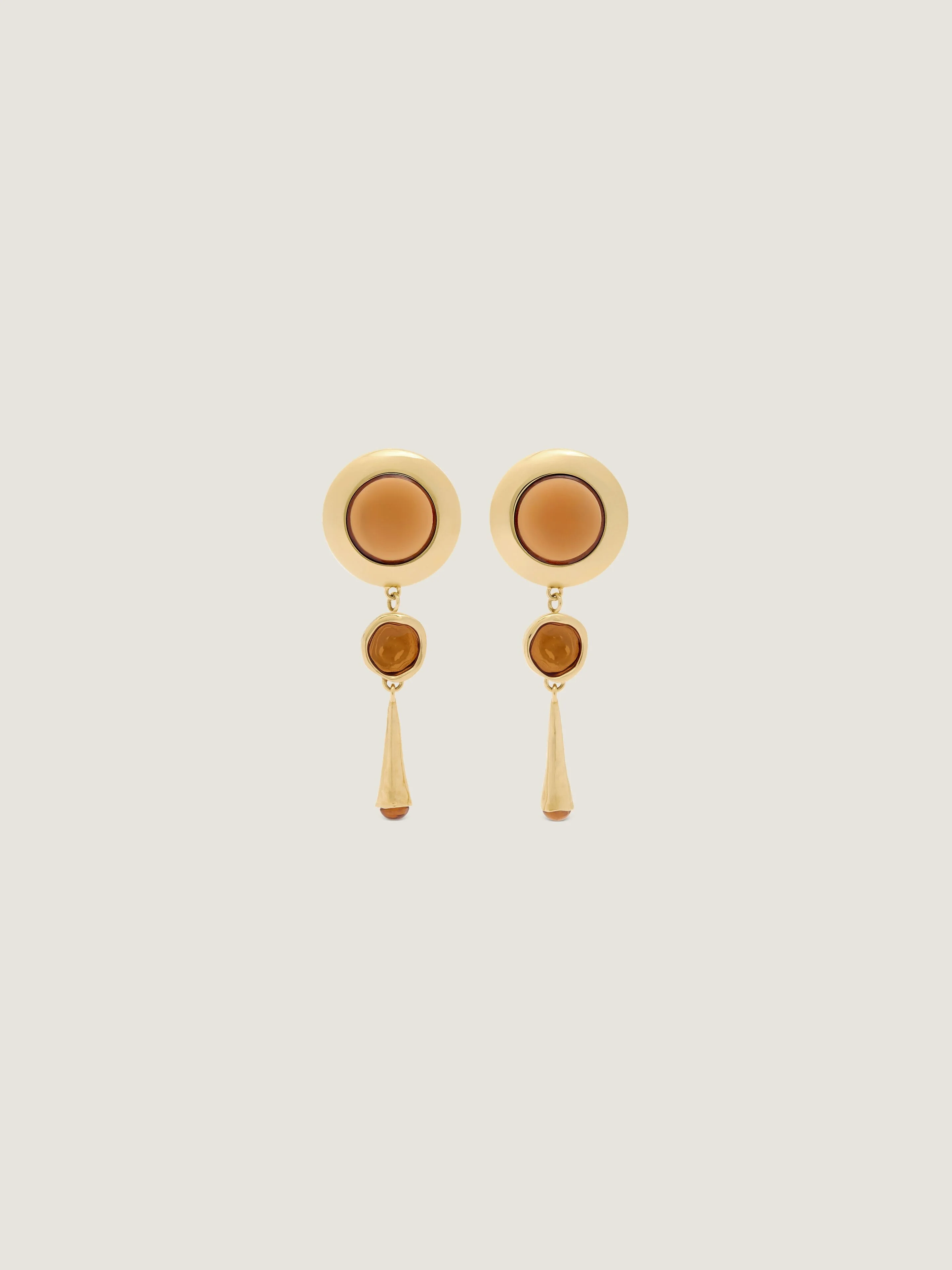 SCULPTED GEM EARRINGS IN METAL AND RESIN - 1