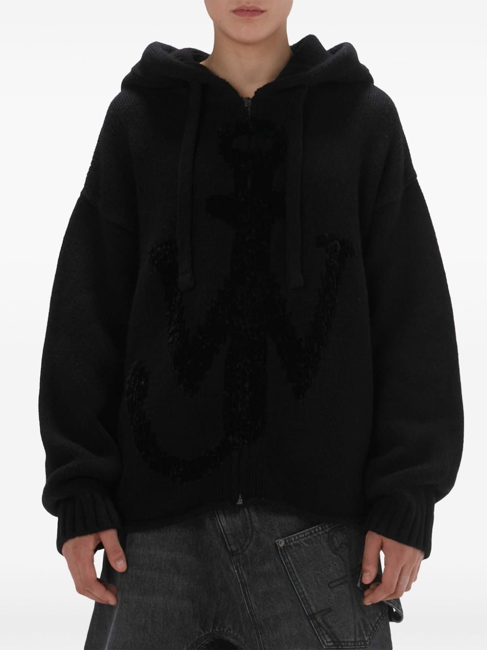 anchor-logo zip hoodie - 3