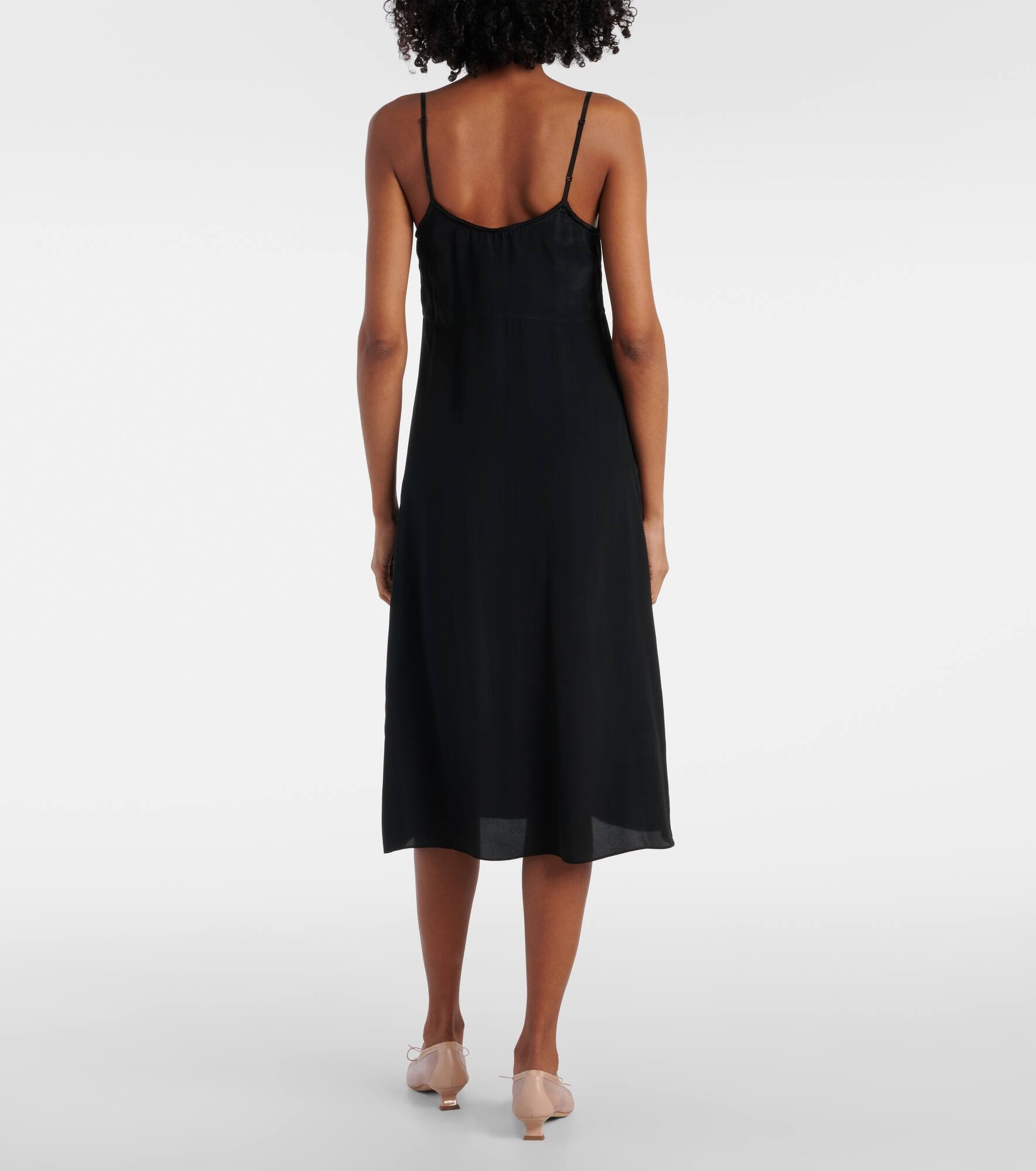 Bow-detail crêpe de chine slip dress - 3