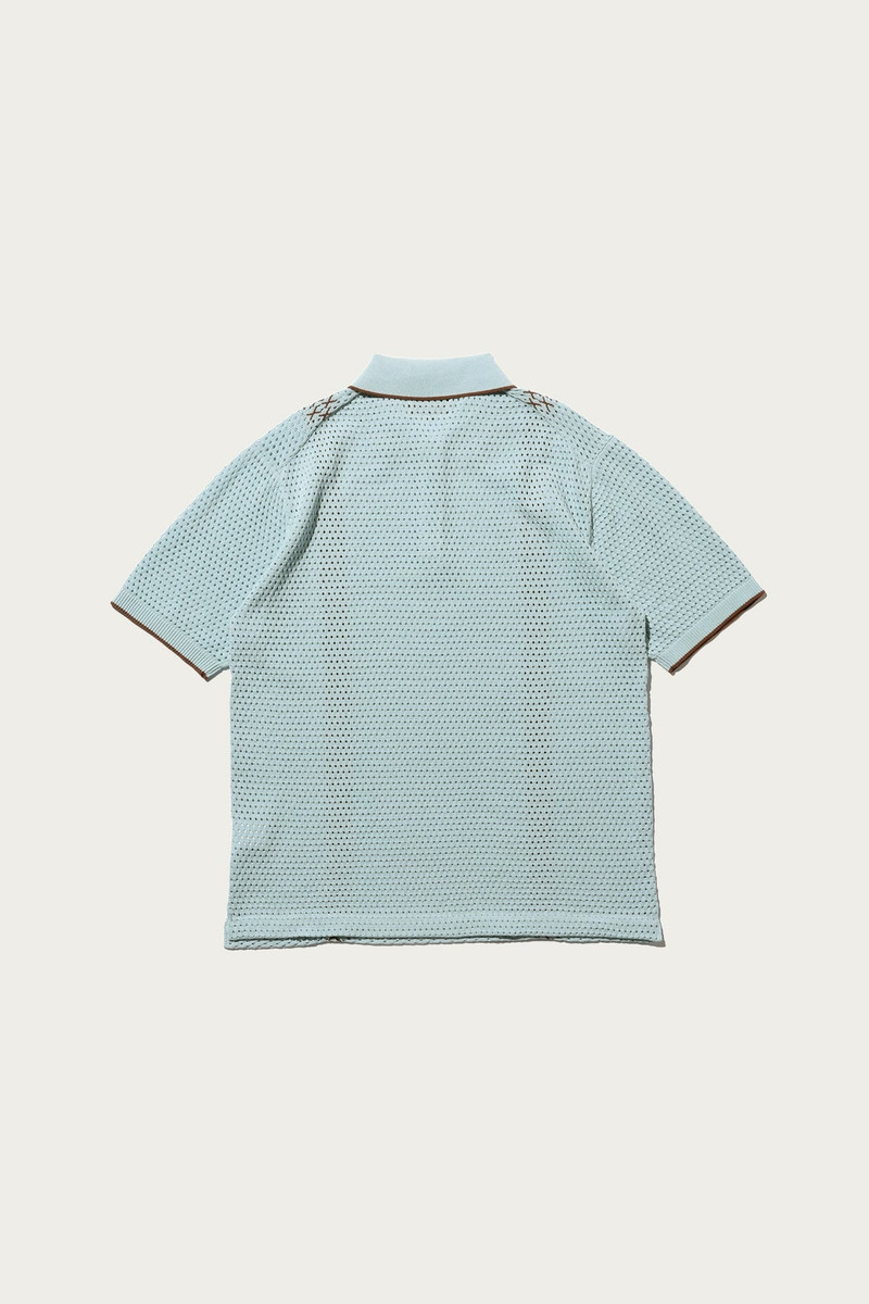 BEAMS PLUS Knit Polo Mesh Stripe - Sax outlook