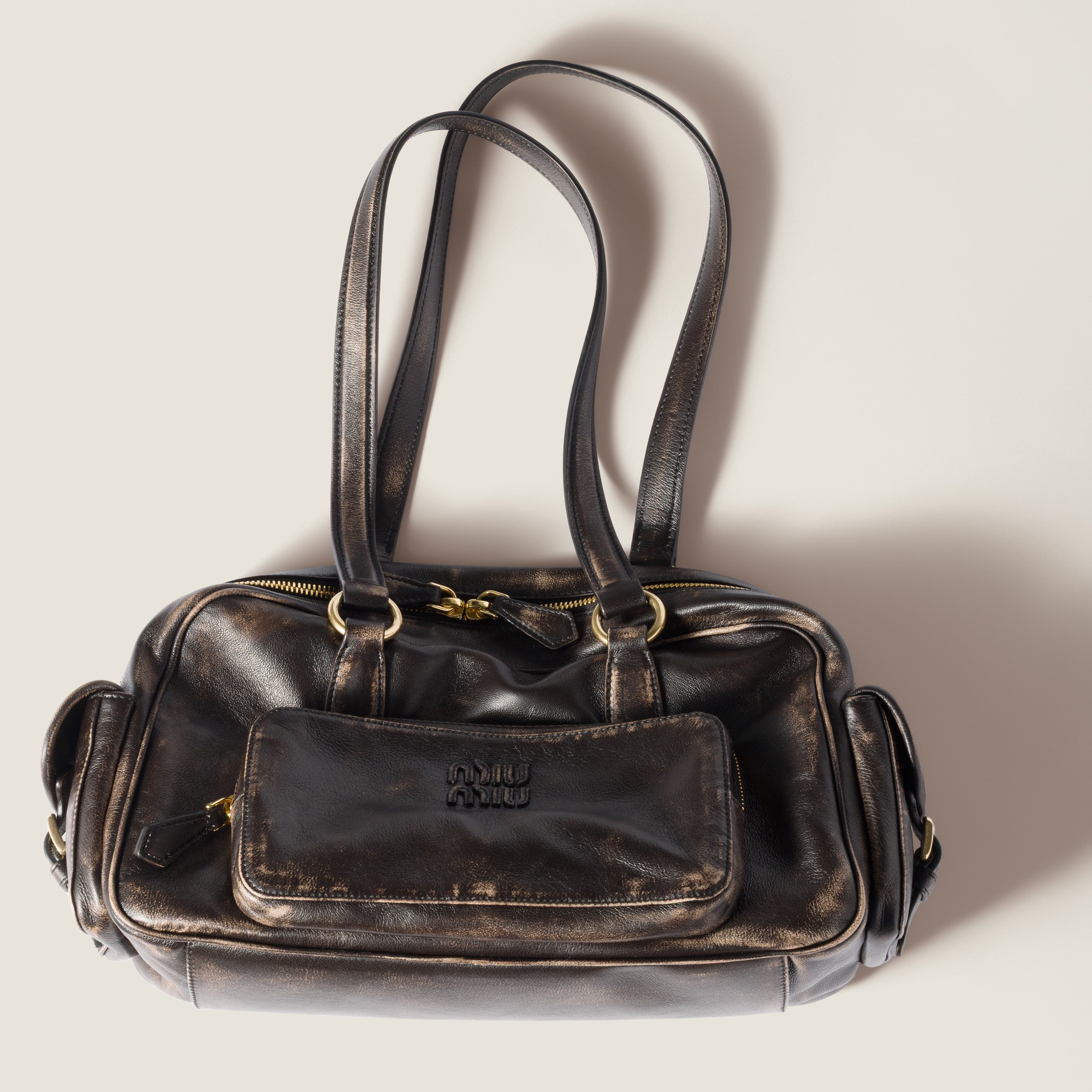 Pocket nappa leather top-handle bag - 8