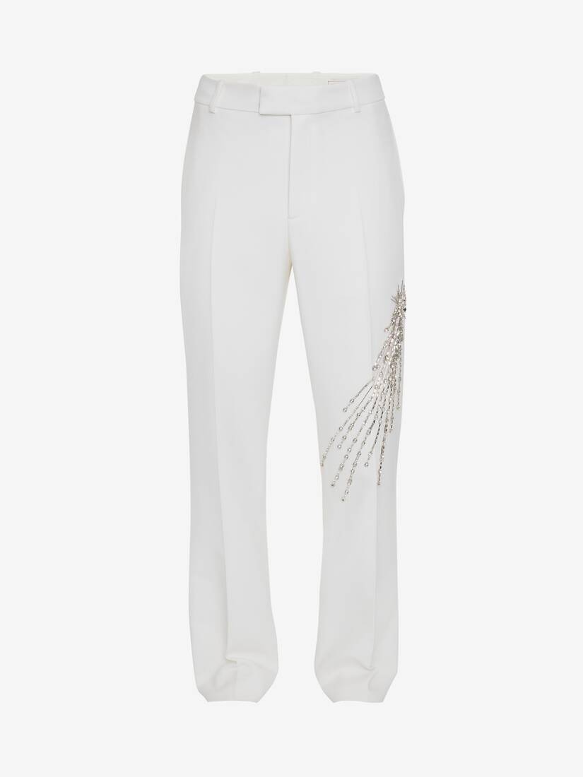 Men's Astral Jewel Wide Leg Trousers in Ivory - 1