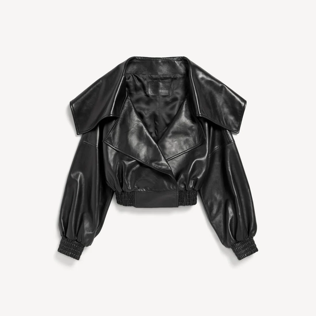 Women's Wrap Collar Blouson in Black - 1