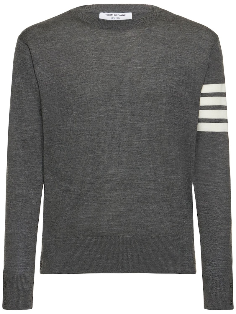 Wool crewneck sweater w/ stripes - 1