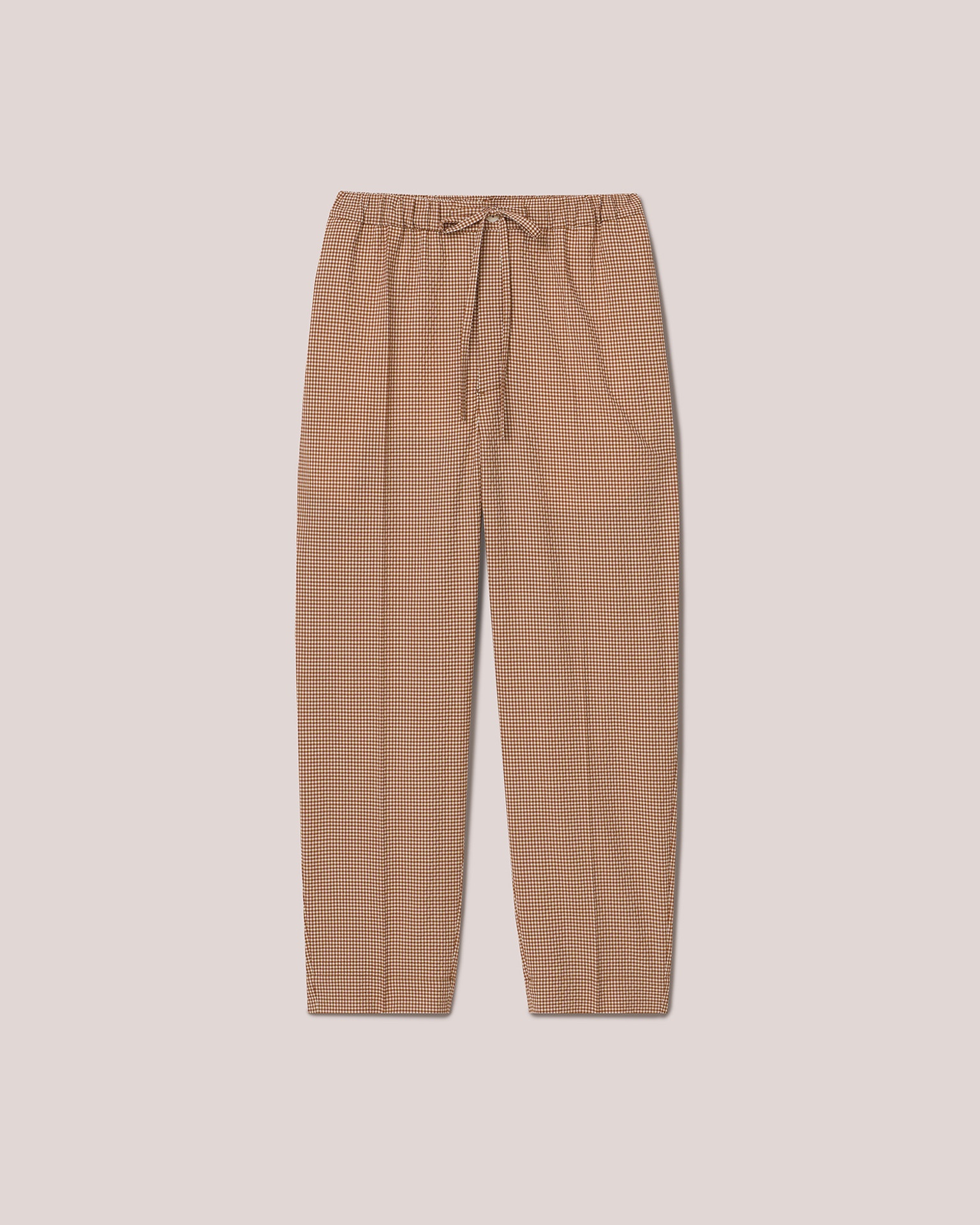 JAIN - Vichy-seersucker tile print pants - Brown&Creme - 1