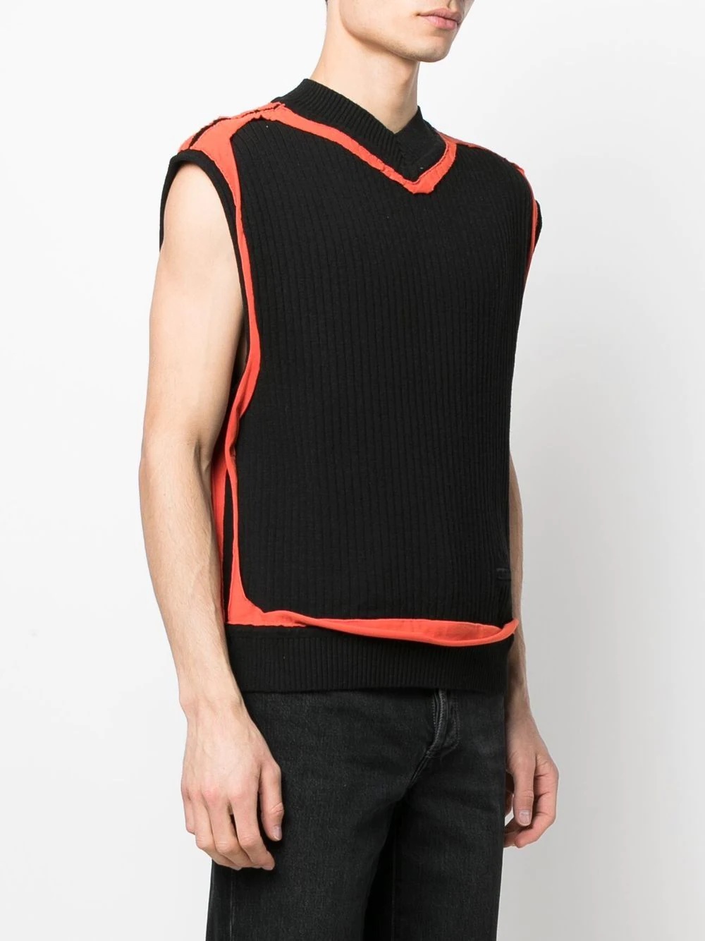 ribbed-knit V-neck vest - 3