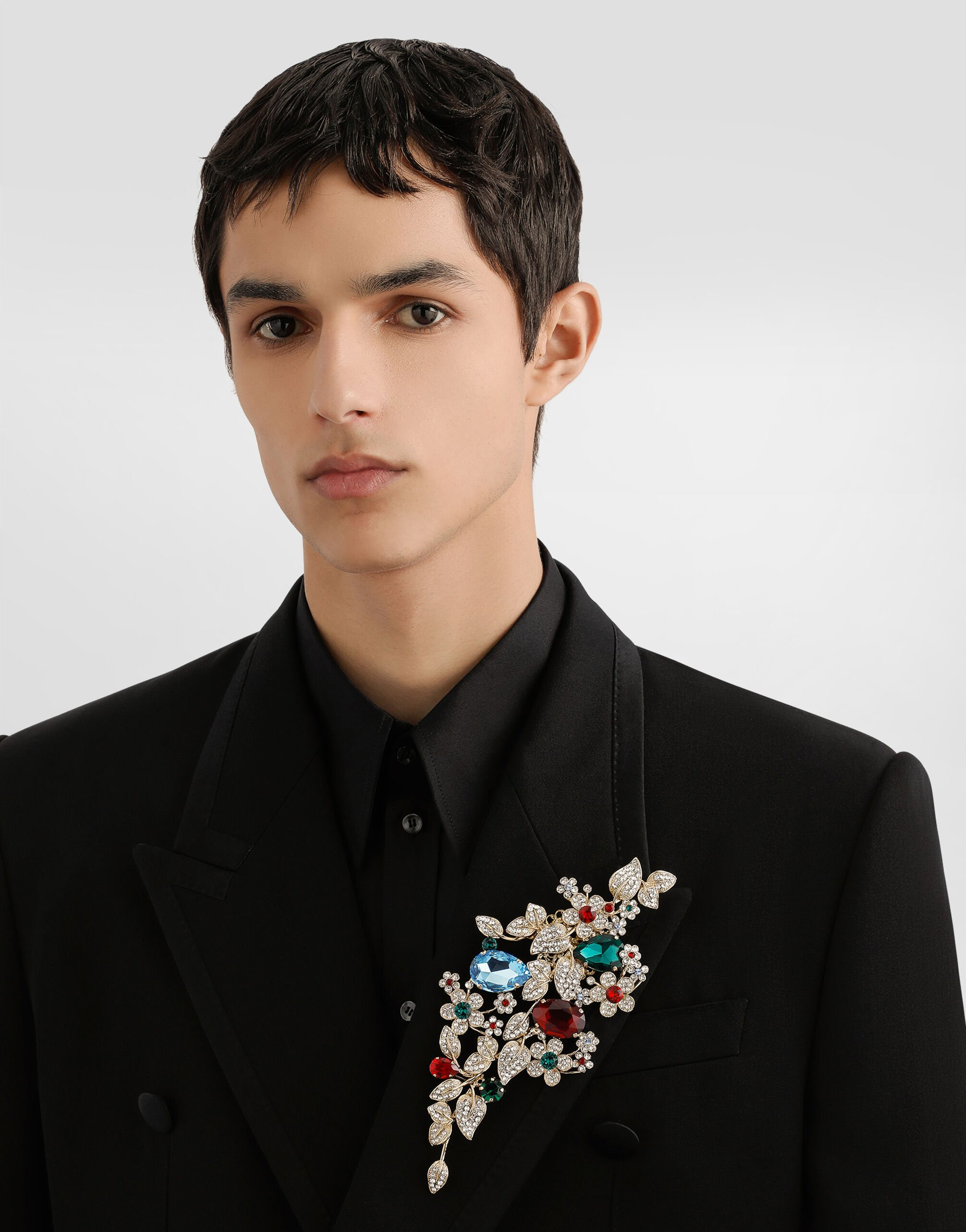 Maxi floral brooch with rhinestones - 2