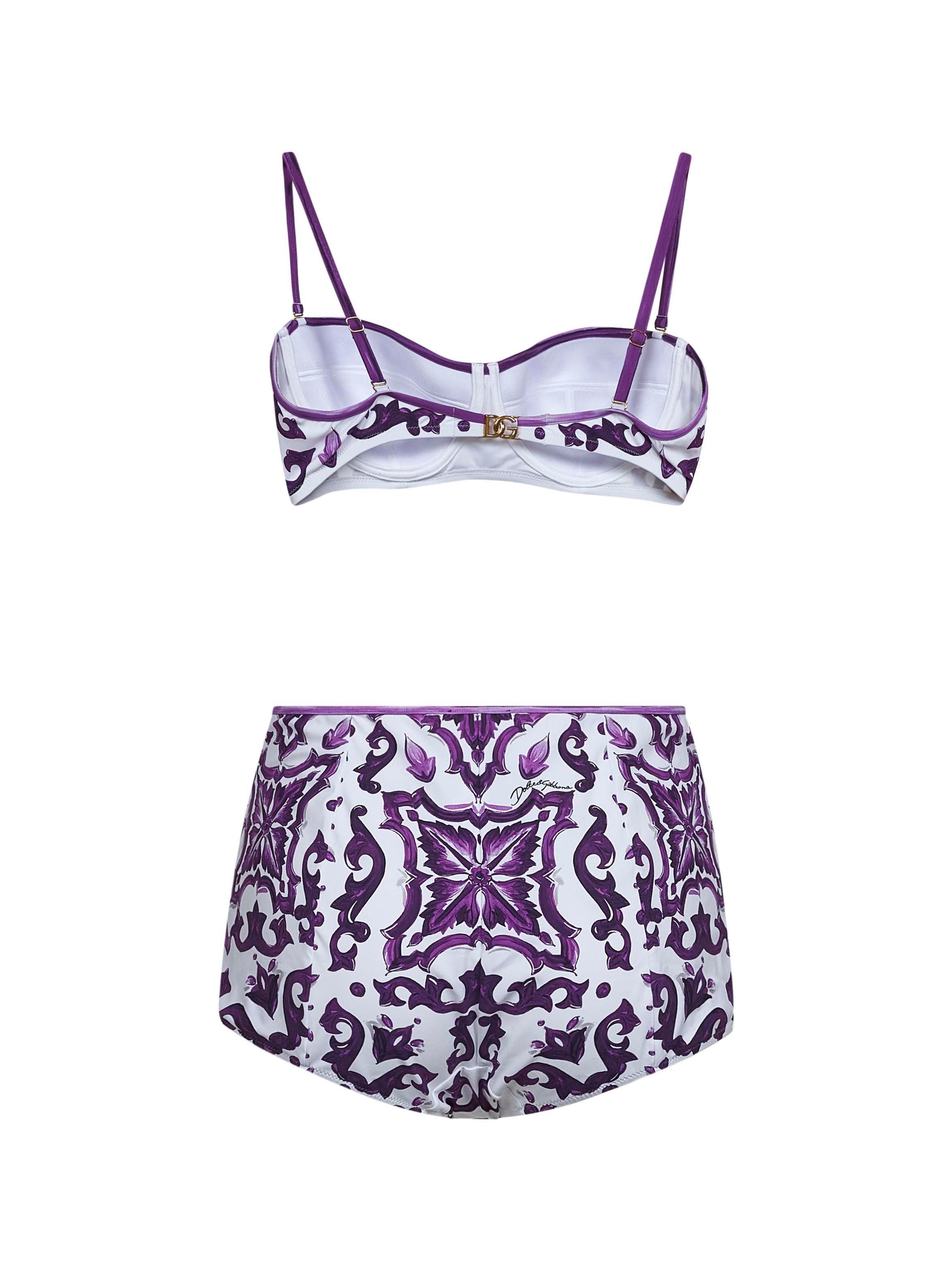 Maiolica print balconette bikini - 2