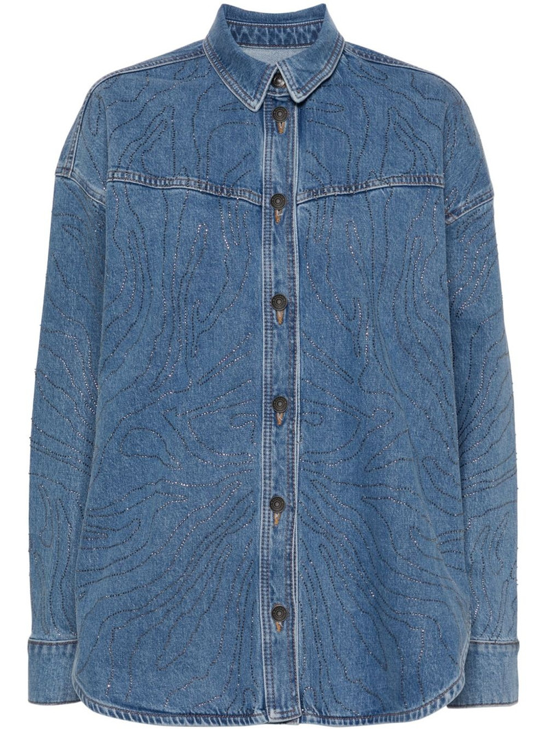 crystal-embellished denim shirt 1