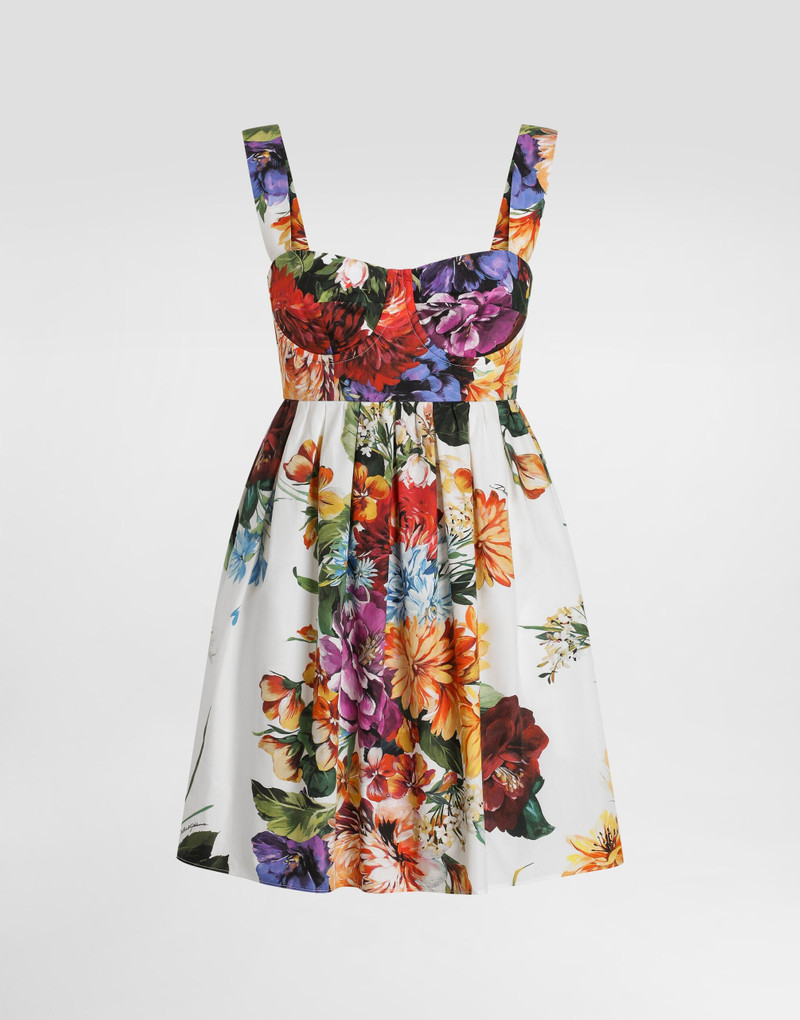 Flower bouquet-print poplin dress 1