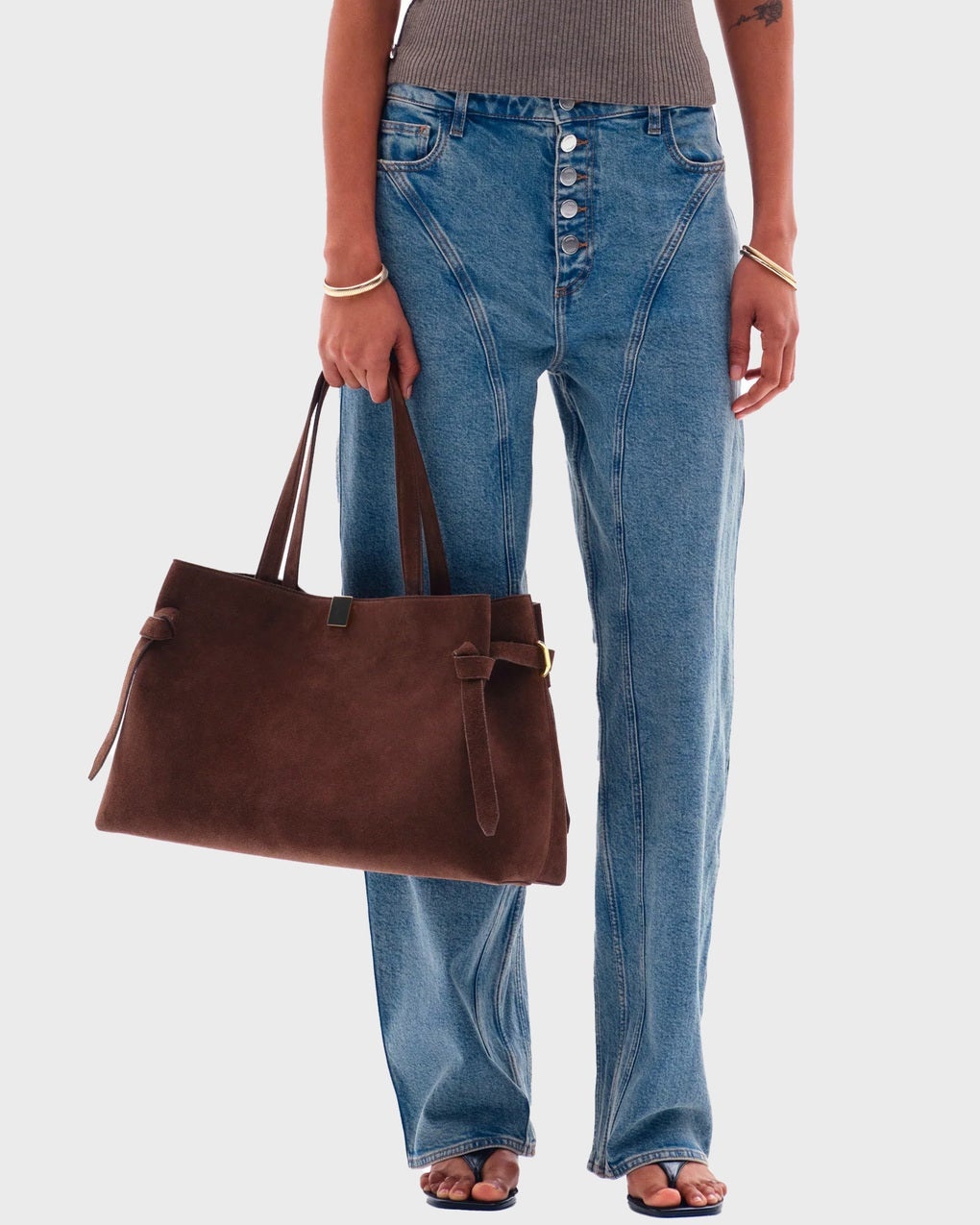 Gyoza Tote Suede Bag  Chocolate ONESIZE - 2