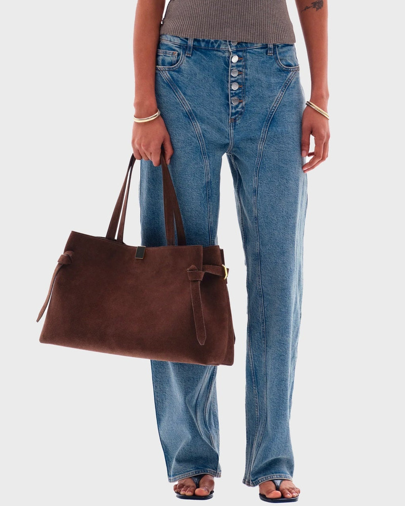 Yuzefi Gyoza Tote Suede Bag  Chocolate ONESIZE outlook