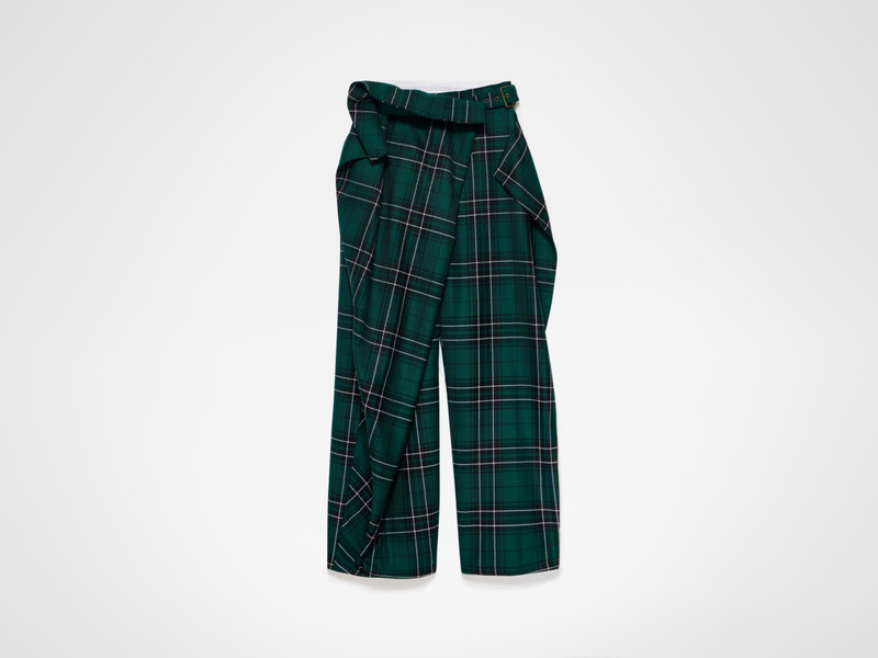 FOLD OVER TROUSERS IN FOREST GREEN TARTAN 1
