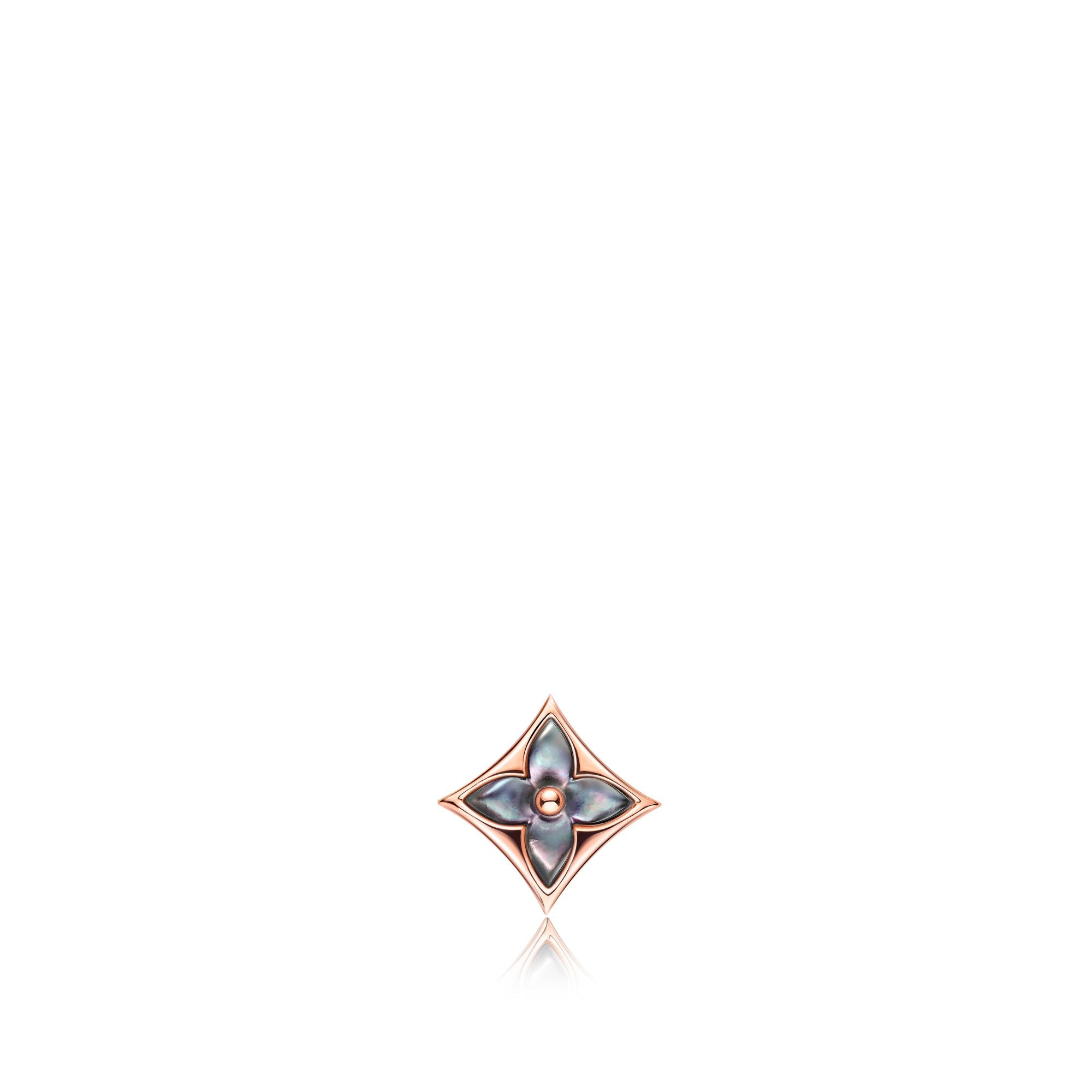 Color Blossom Star Ear Stud, Pink Gold And Grey Mother-Of-Pearl - Per Unit - 1