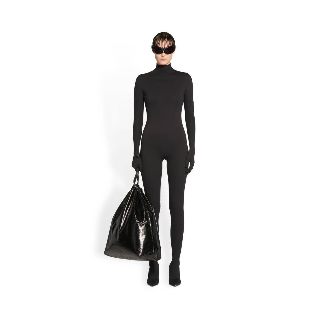 Women's Turtleneck Pantabodysuit  in Black - 1