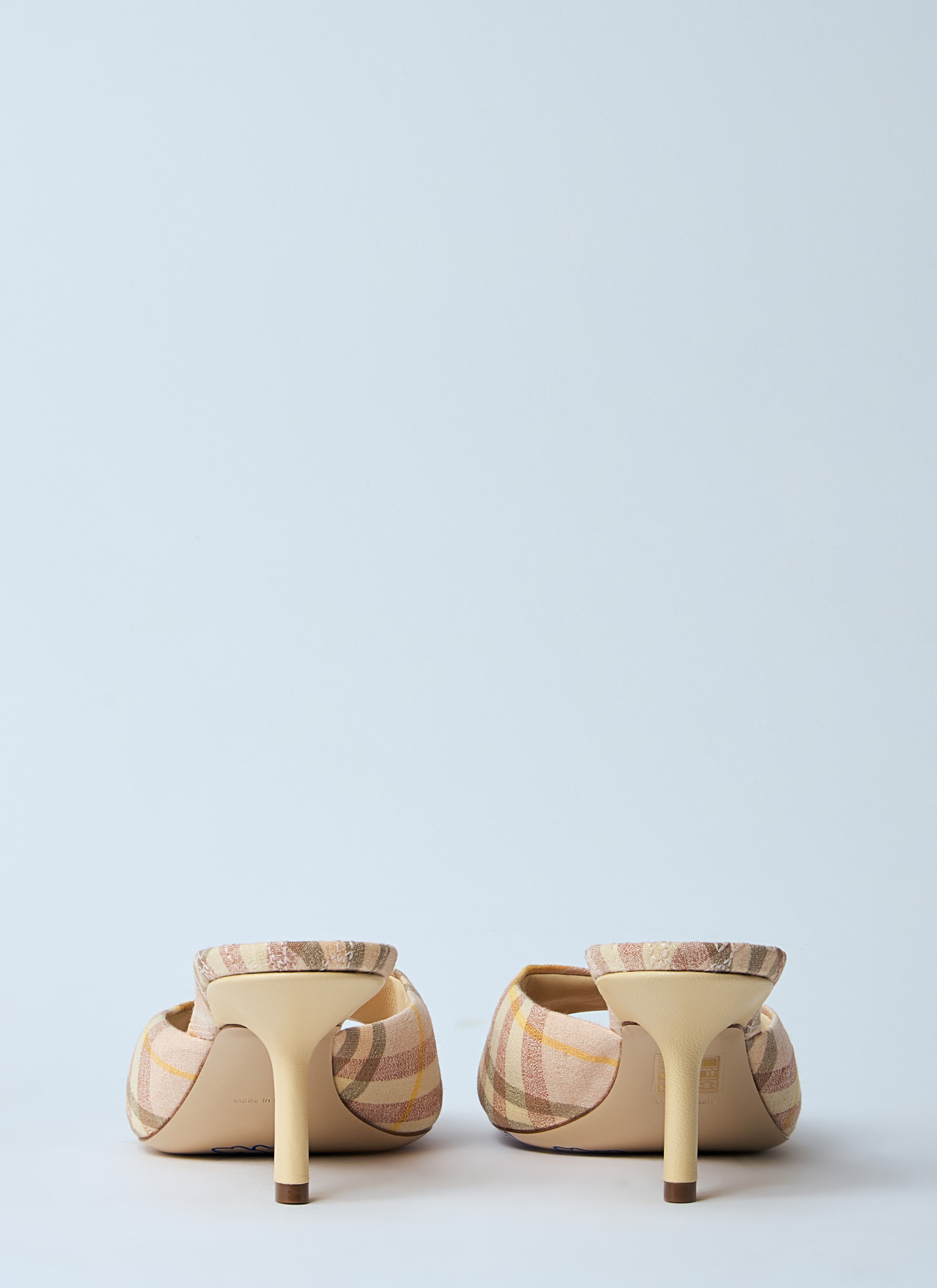 Check Heeled Mules - 5