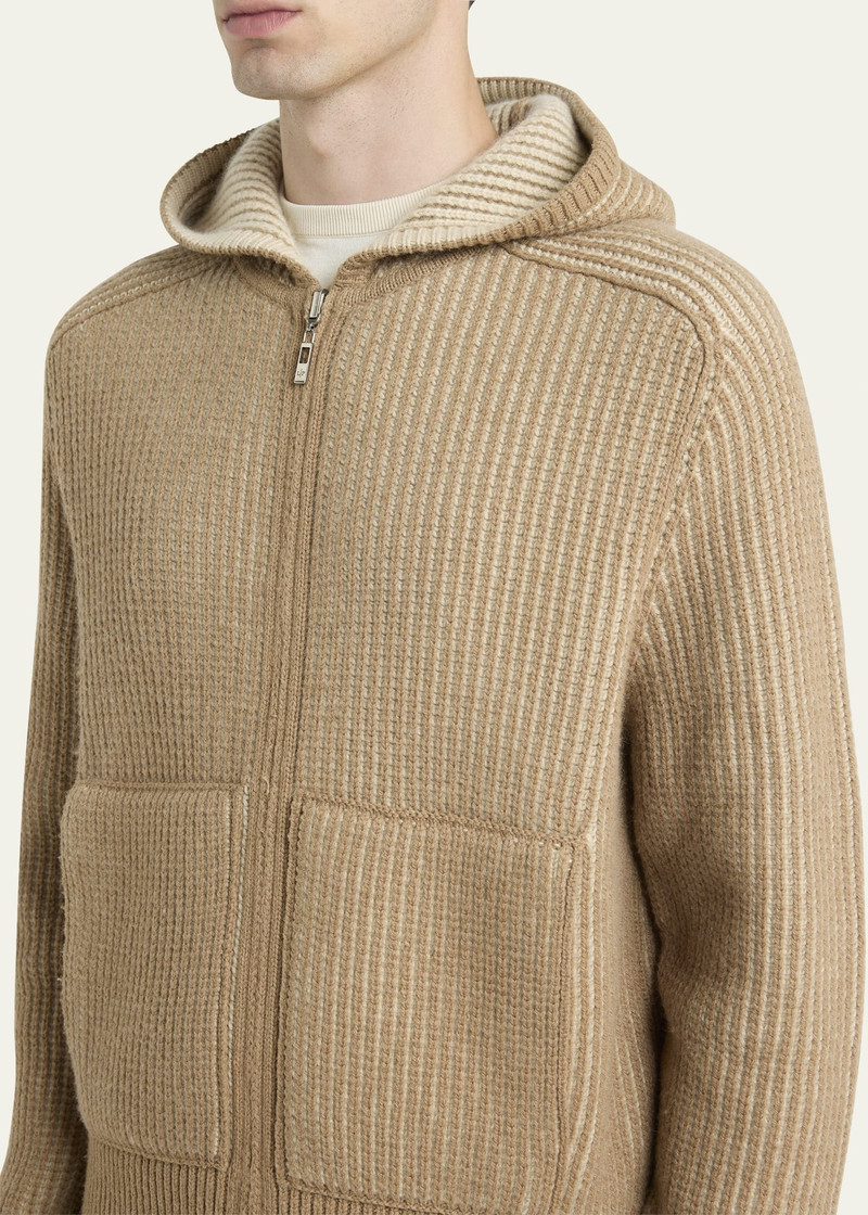 Men's Hooded Cashmere Bomber Sweater 5