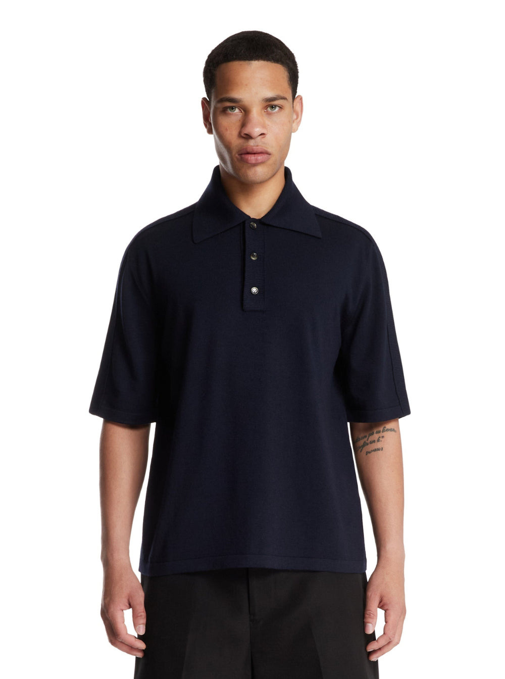 Bottega Veneta Men Blue Polo Shirt With Classic Collar And Front Button Closure In Wool Man - 4