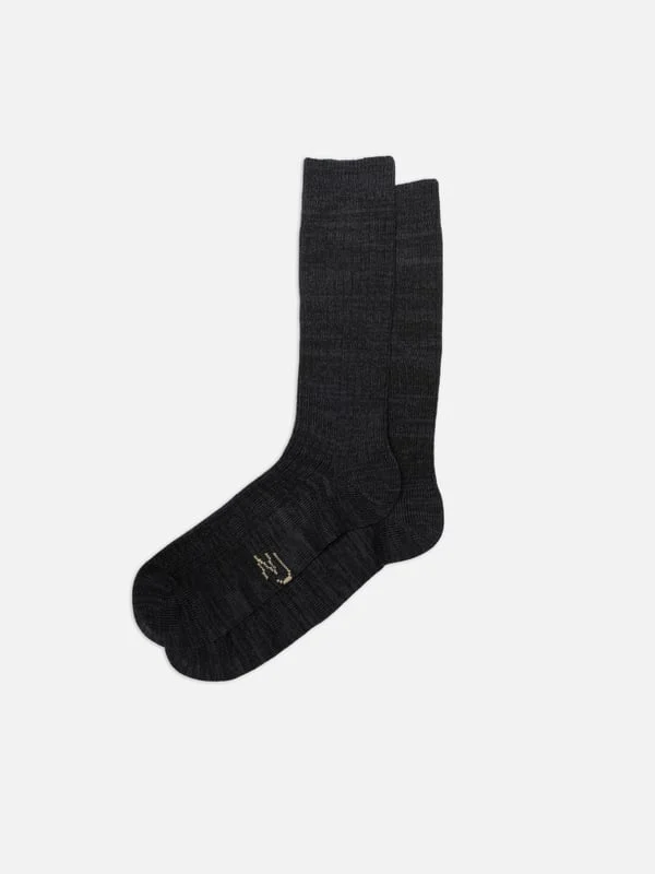 Rasmusson Mens Rib Sock Dark Grey - 1